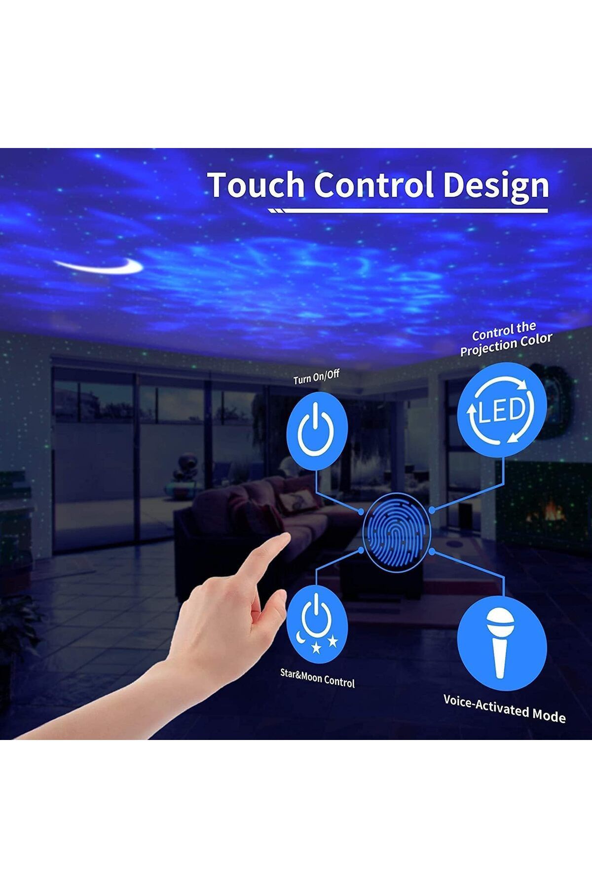 COOYA-3 in 1 Dynamic Galaxy Projector Night Light,Touch Control,Adjustable Angle,Three Projection Effects 3
