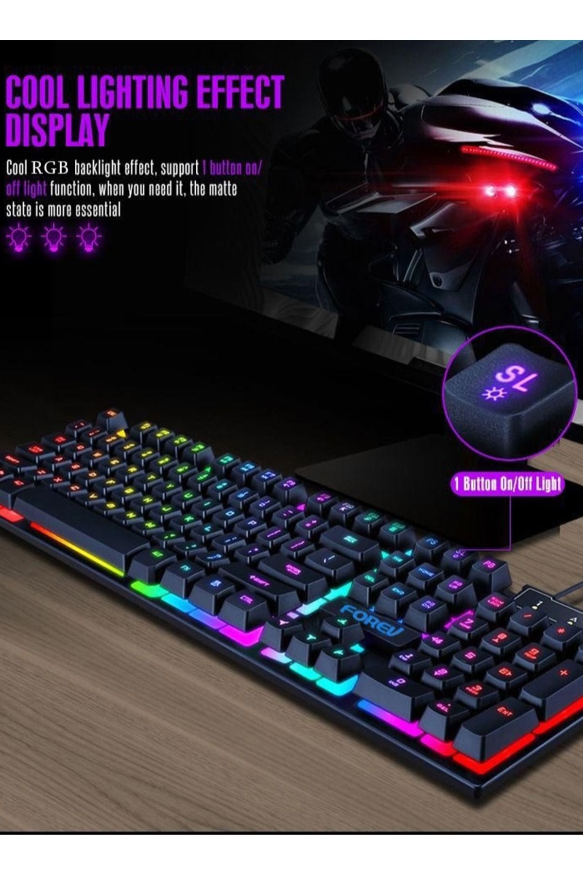 Forev-RGB Gaming Keyboard Mouse Set, Mechanical Keyboard Feel Keyboard,104 Keys 2