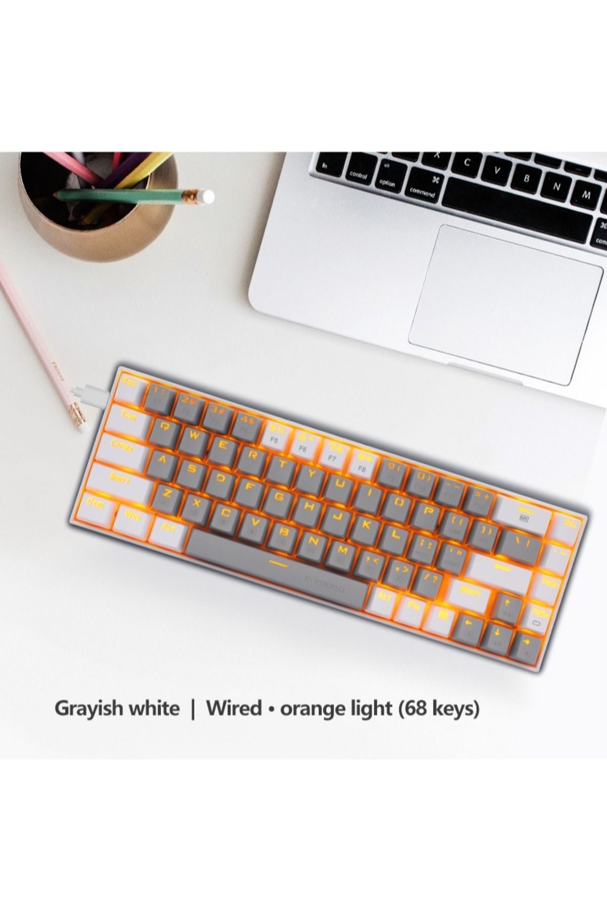 e-yooso-Z-686 65% Gaming Keyboard,Hot Swappable Red Switch, 68 Keys Mini Wired Mechanical Keyboard 4