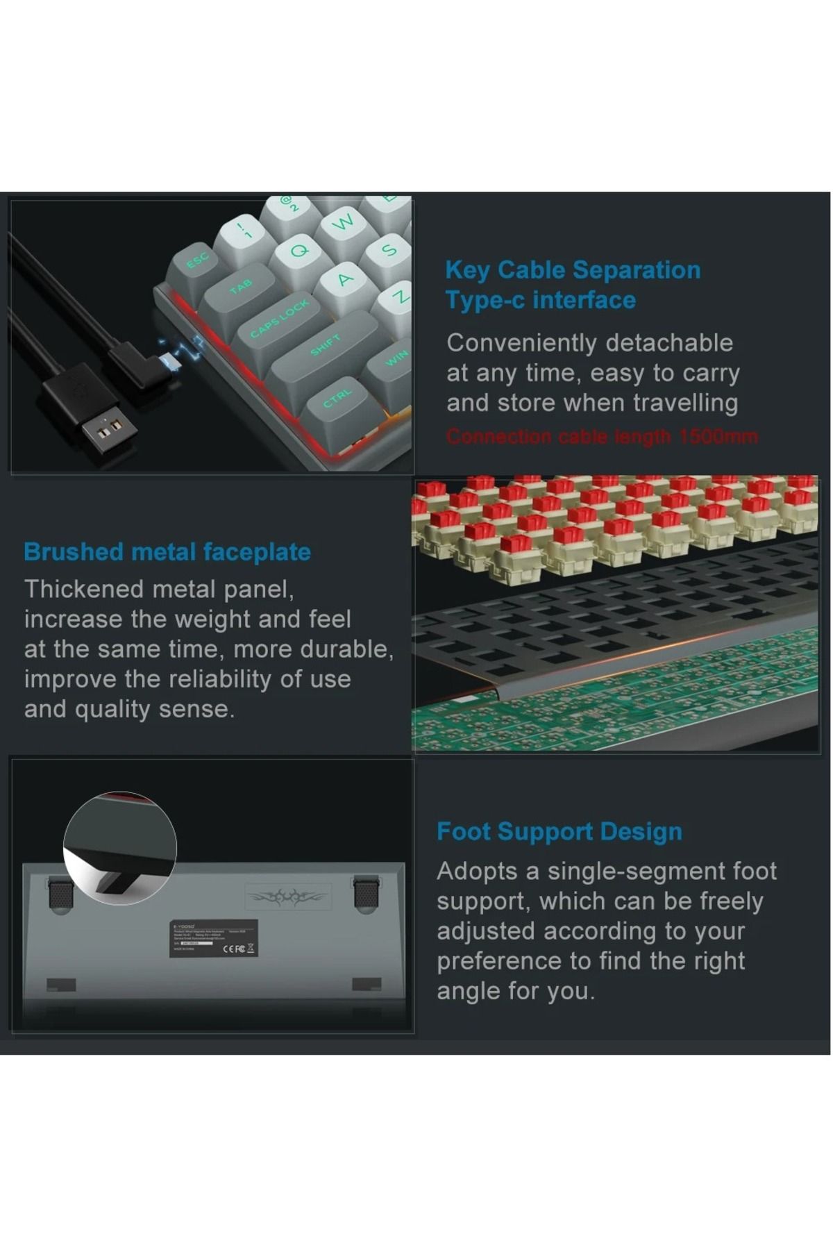 e-yooso-61 Keys Rapid Trigger Gaming Keyboard, RGB Magnetic Switch Mechanical Keyboard 2