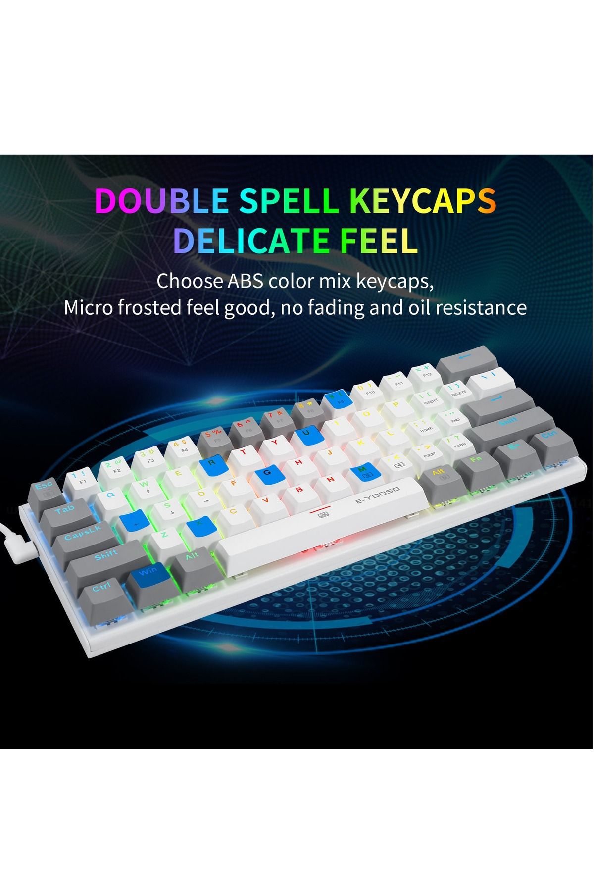 e-yooso-Z-11 61 Keys Mechanical Gaming Keyboard,Blue Switch 60% Wired Compact Keyboard 4