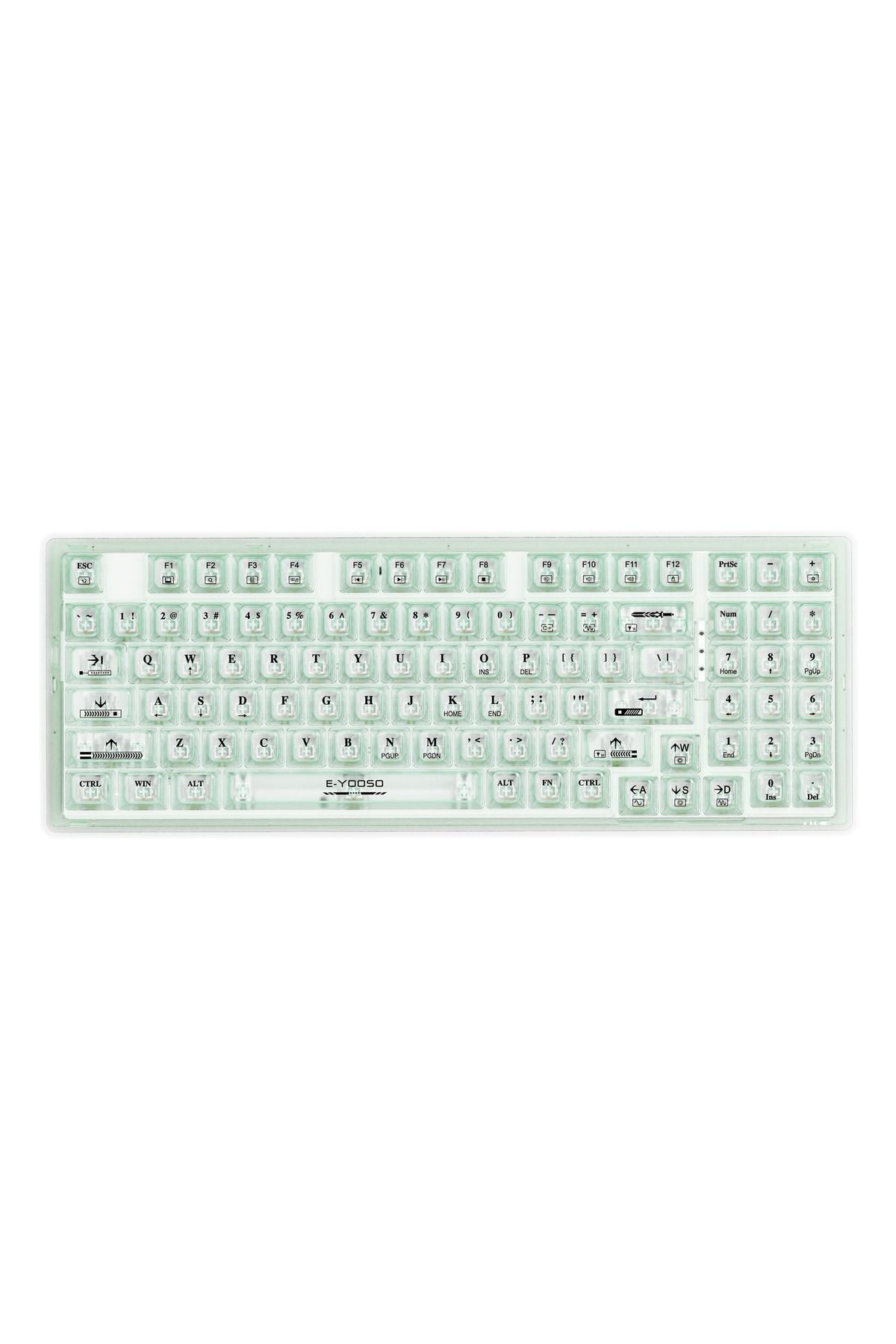 e-yooso-Z-94 Transparent Gaming Keyboard,94 Keys Red Switch USB Wired Mechanical Keyboard 6