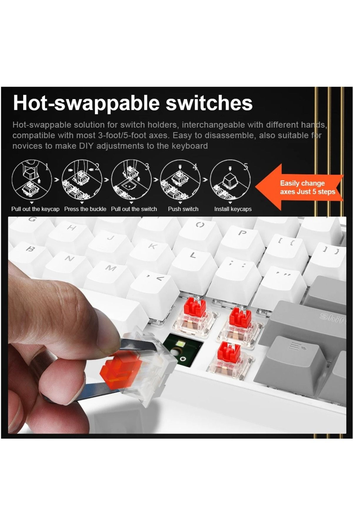 e-yooso-Z-14 Mechanical Gaming Wired Keyboard,104 Key Red Switch Full-Size Computer Keyboards 5