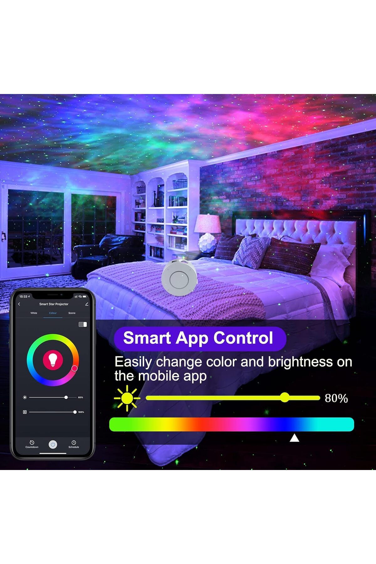 COOYA-Galaxy Star Projector, Smart WiFi App/Voice Control, Compatible with Google Assistant 3
