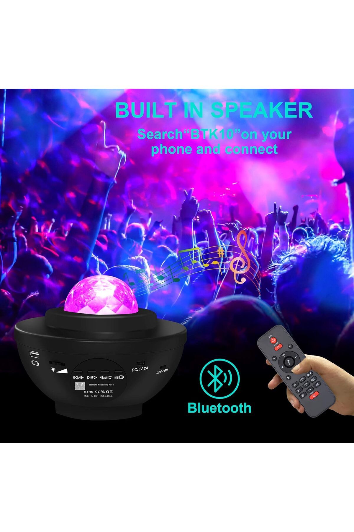 COOYA-Galaxy Projector, with Music Speaker & Remote Control, LED Nebula Cloud & Moving Ocean Wave 2