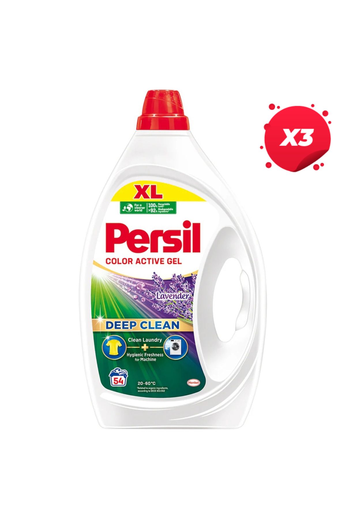 Persil X3 - Persil Detergent Lichid 2,43l Culoare Activ Gel Lavanda 54 Spălări - Mărime unică
