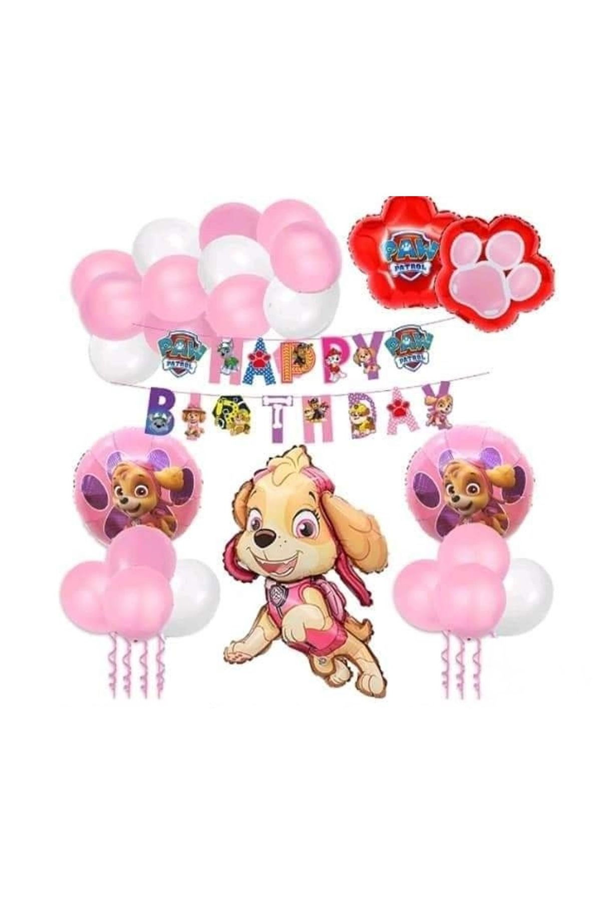 KidMania Set Arcada Cu Baloane Skye Paw Patrol - Happy Birthday, Kidmania , 25 Bucati - One Size