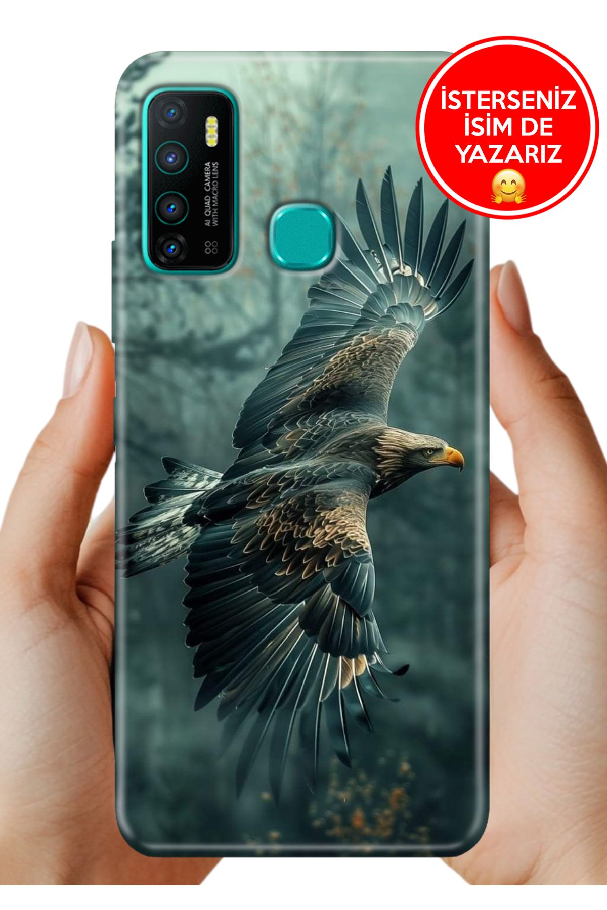 Cekuonline İnfinix Hot 9 Kılıf Hot 9 Baskılı Life Style Kapak Silikon Ürküten Kartal