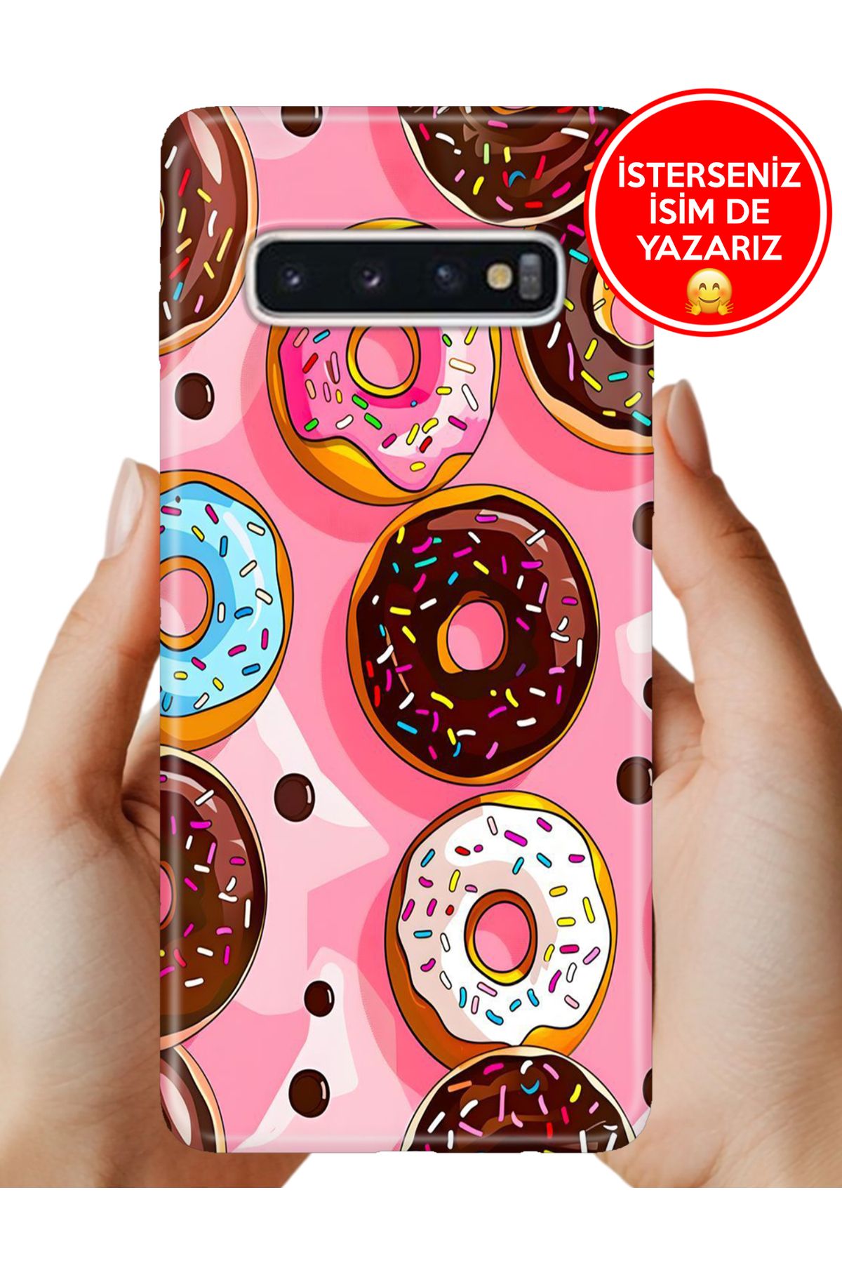 Cekuonline Samsung Galaxy S10+ Plus Kılıf FullCover Resimli Desenli Silikon Donut 4979