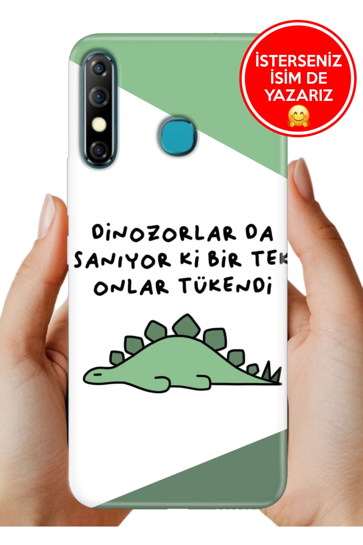 Cekuonline İnfinix Hot 8 Kılıf FullCover Resimli Desenli Silikon Dinazorlar