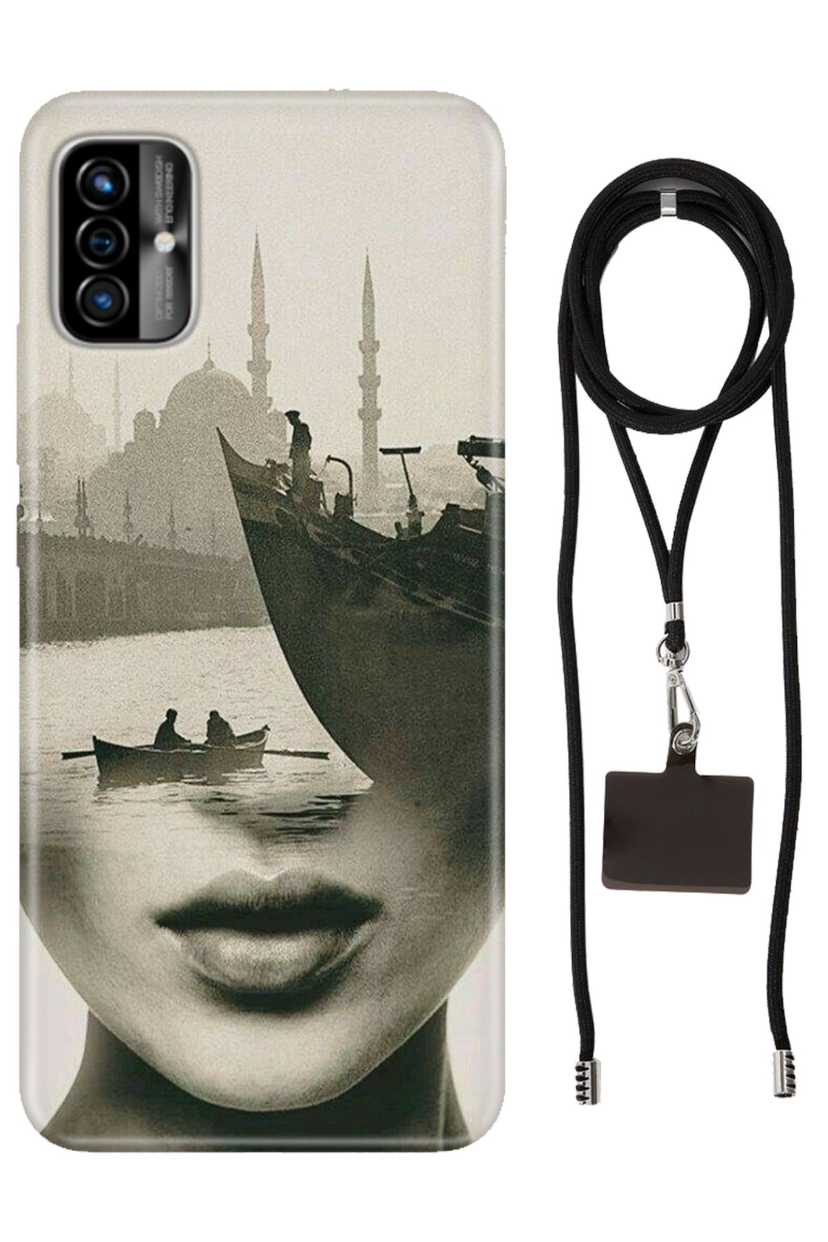Reeder P13 Blue Max 2022 6.5" Kılıf Kılıf Silikon İstanbul İpli Siyah Dayanıklı Boyun Askısı