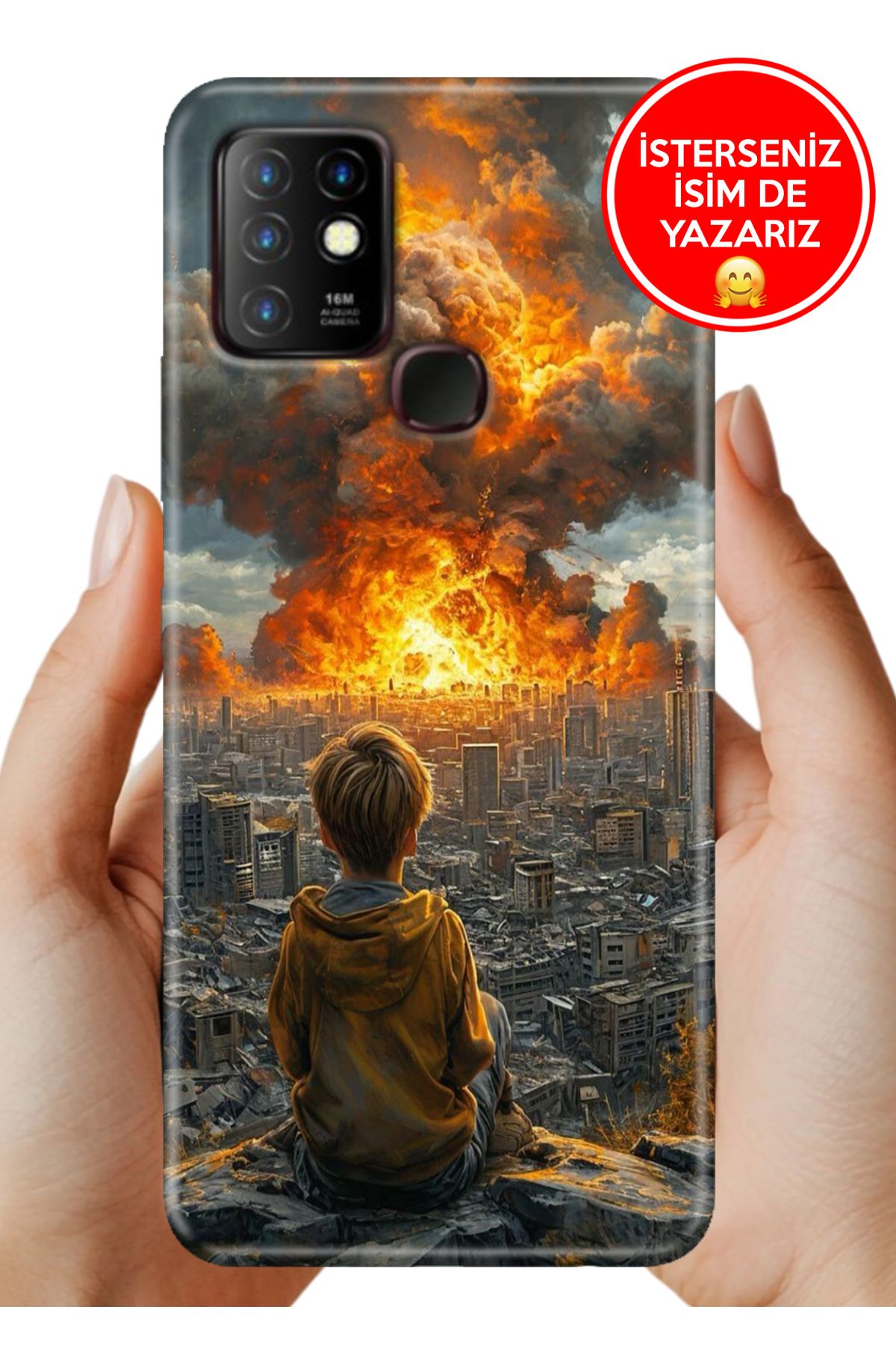 Cekuonline İnfinix Hot 10 Kılıf FullCover Resimli Desenli Silikon Çocuklar Ölmesin