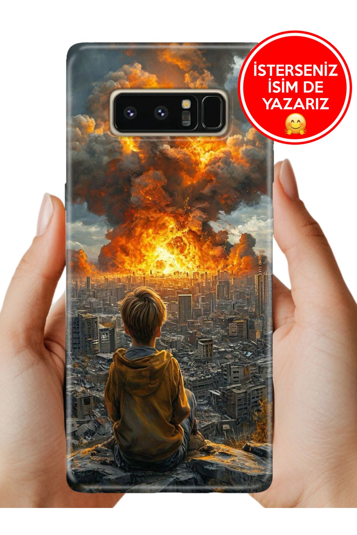 Cekuonline Galaxy Note 8 Kılıf FullCover Resimli Desenli Silikon Çocuklar Ölmesin