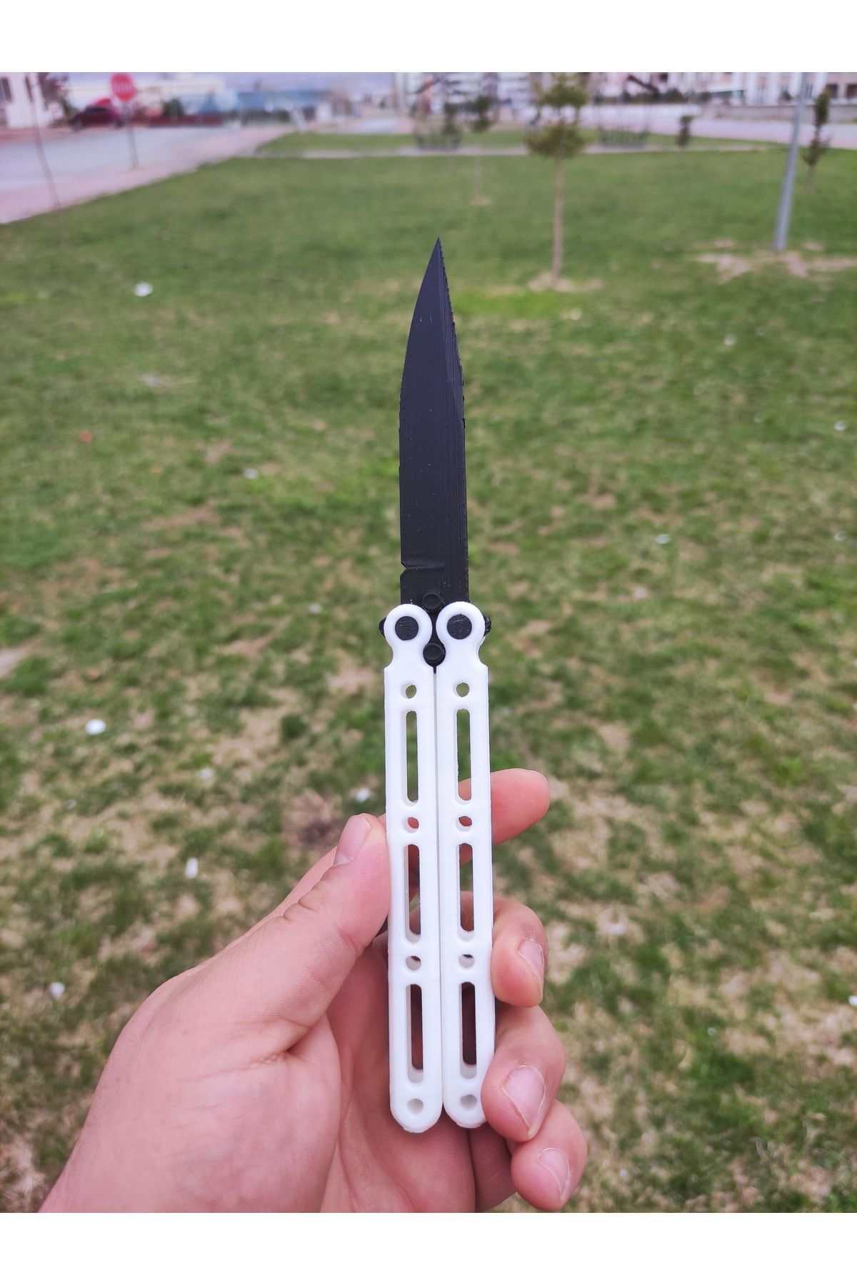 bebevim Kelebek Antrenman Bıçağı- Beyaz Siyah Renk Butterfly Knife Plastik