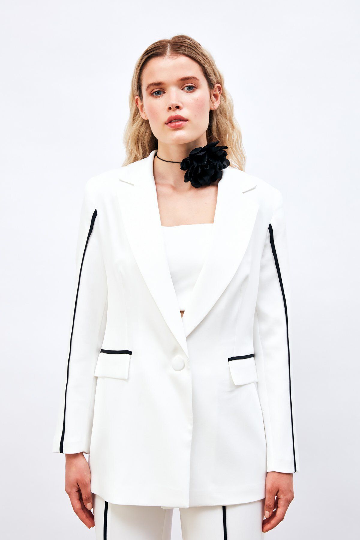 Sateen-Jachetă ECRU Contrast Loose 2