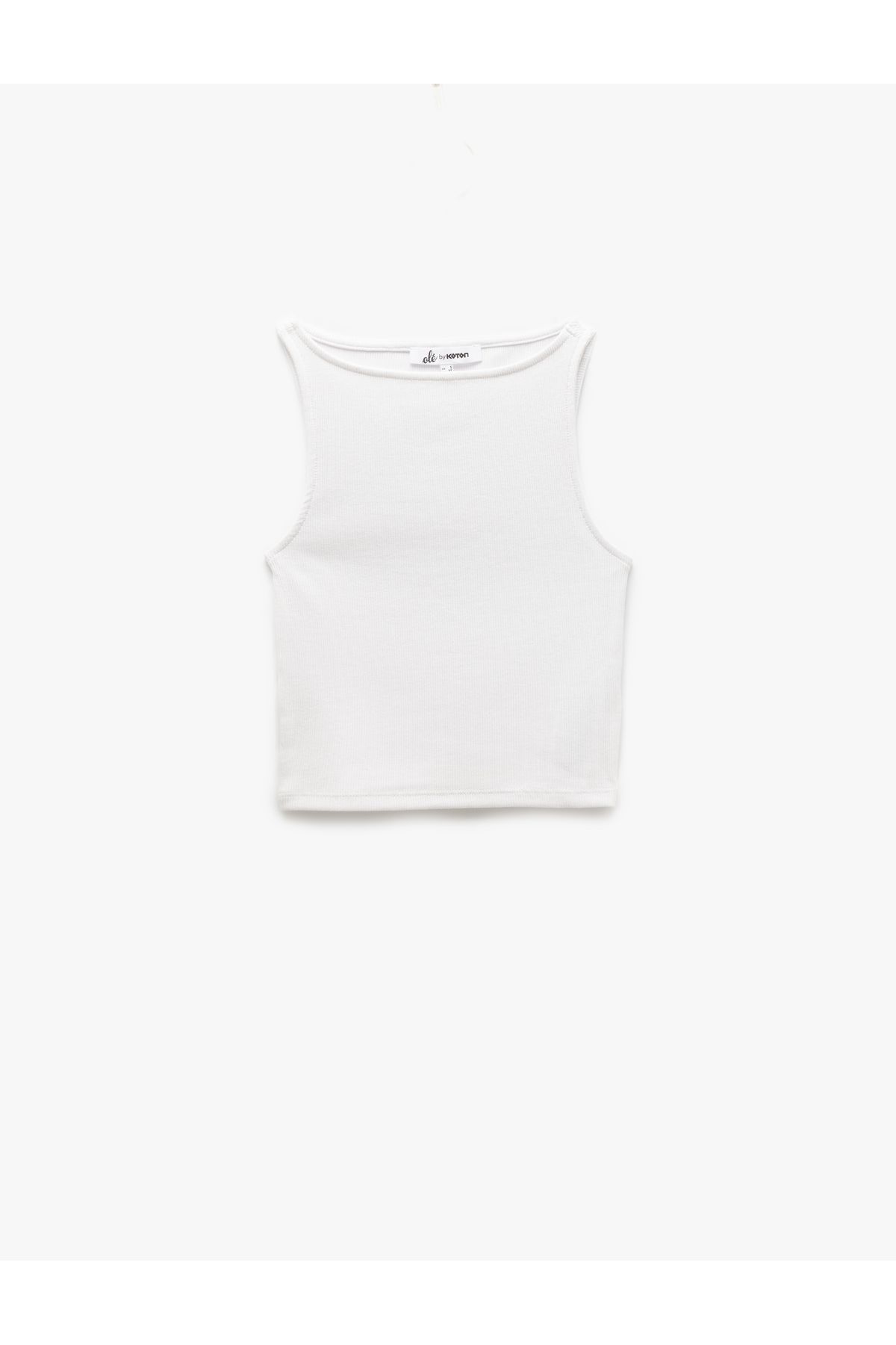 Koton Yeni Sezon Kayık Yaka Kolsuz Kaşkorse Crop Üst
