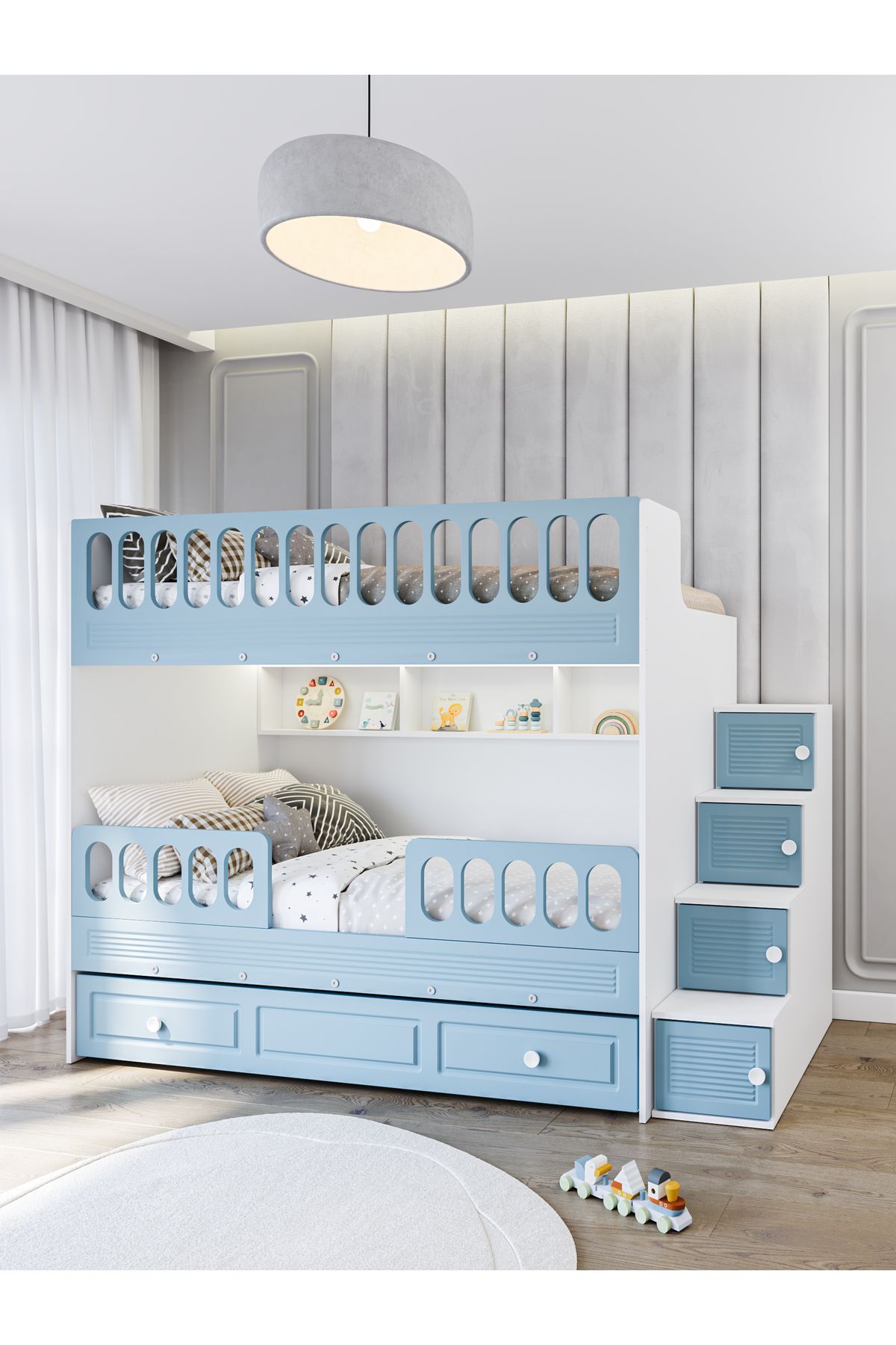 CSM MODULER MOBİLYA Panjur Yavrulu Ranza Çelik Destekli Membran Kaplama %100 MDF