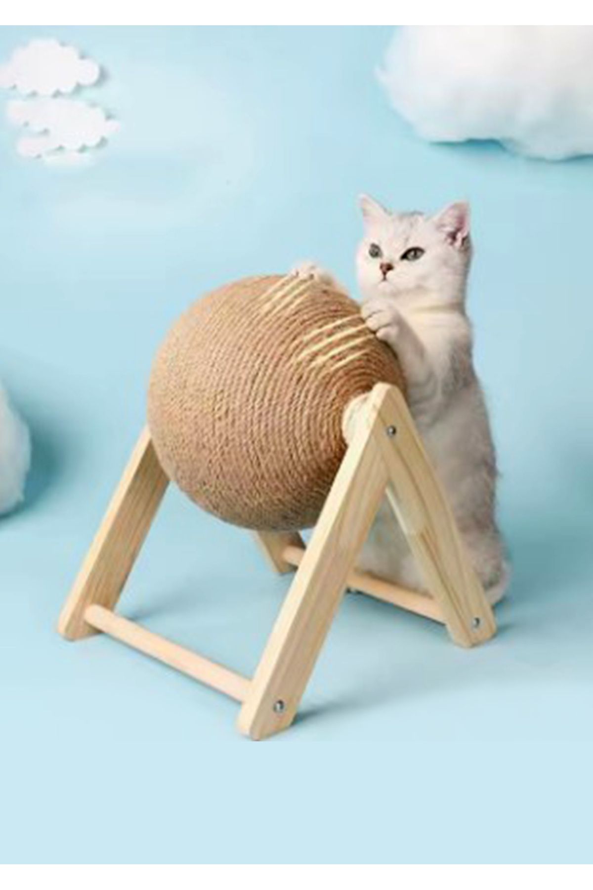 Stilize-Cat Scratch Ball Wear-Resistant and Non-Through Solid Wood Vertical Cat Toy Scratch Ball 2