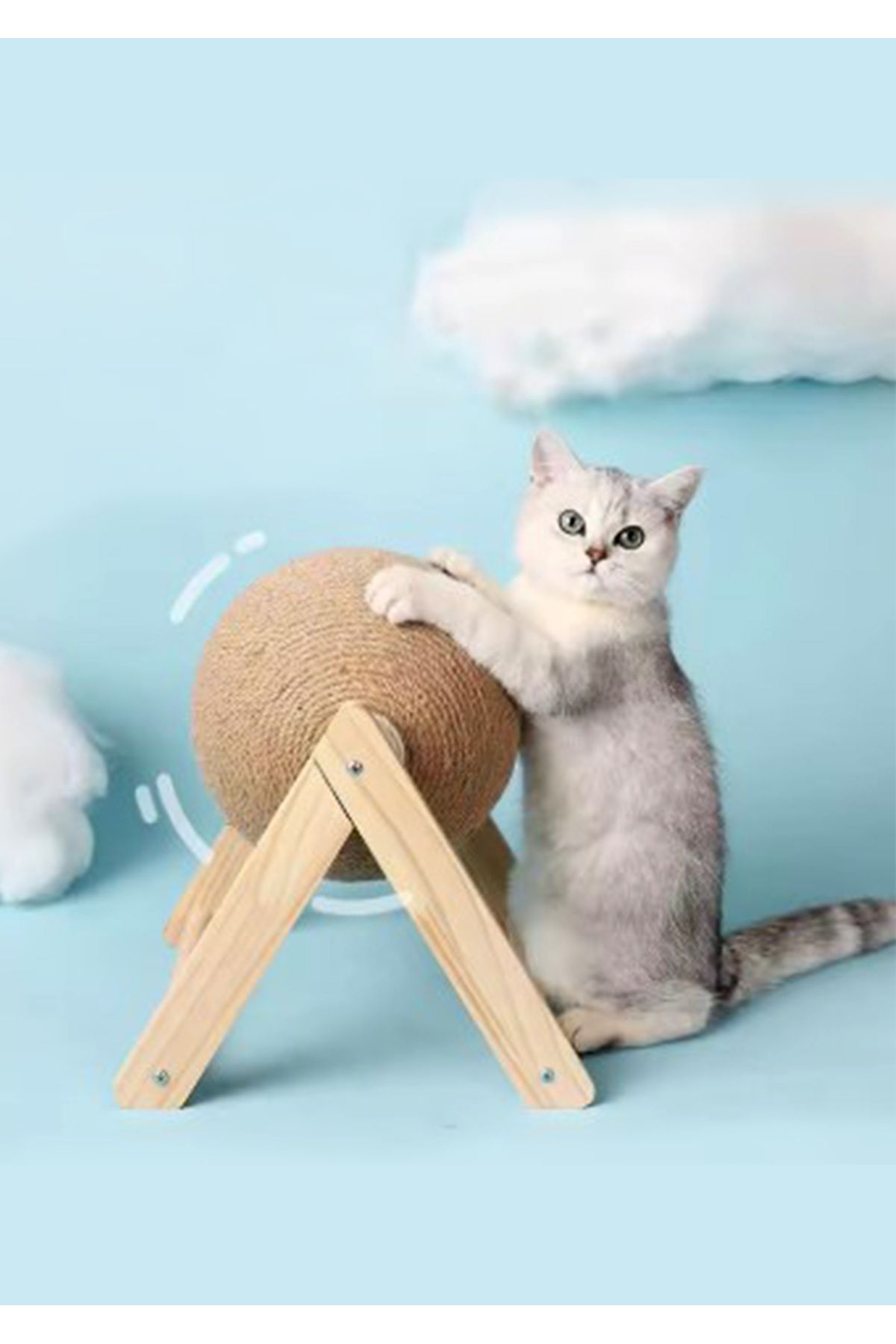 Stilize-Cat Scratch Ball Wear-Resistant and Non-Through Solid Wood Vertical Cat Toy Scratch Ball 3