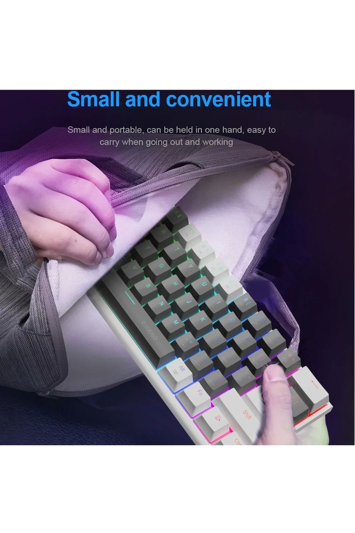 e-yooso-Z-11 61 Keys Mechanical Gaming Keyboard,Red Switch 60% Wired Compact Keyboard 6