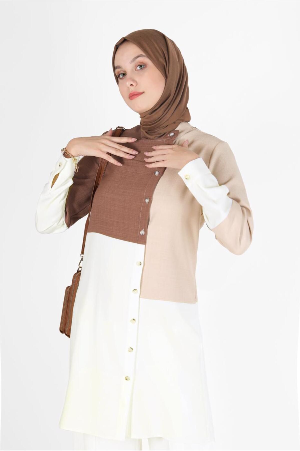 تونیک 3 دکمه رنگی 42168 Alvina