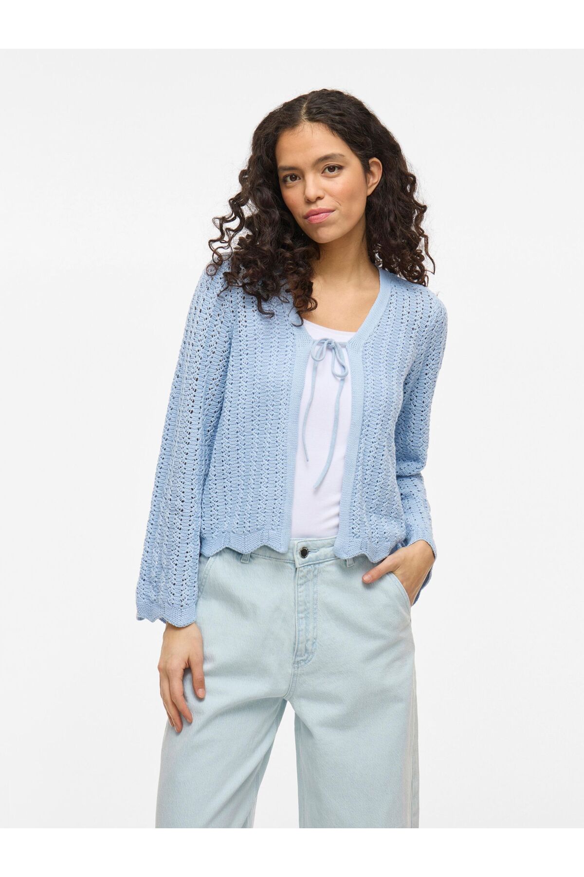Vila Strickjacke Für Damen – Einknopf, Langarm, Aus Viskose, Normal Geschnitten, Weiß
