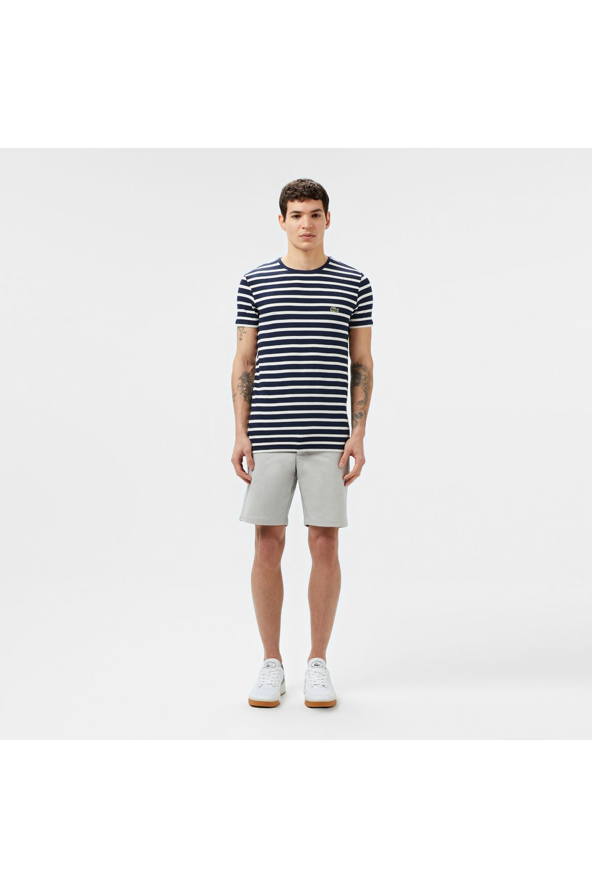 تی شرت آبی مردانه دوچرخه سواری باریک Lacoste