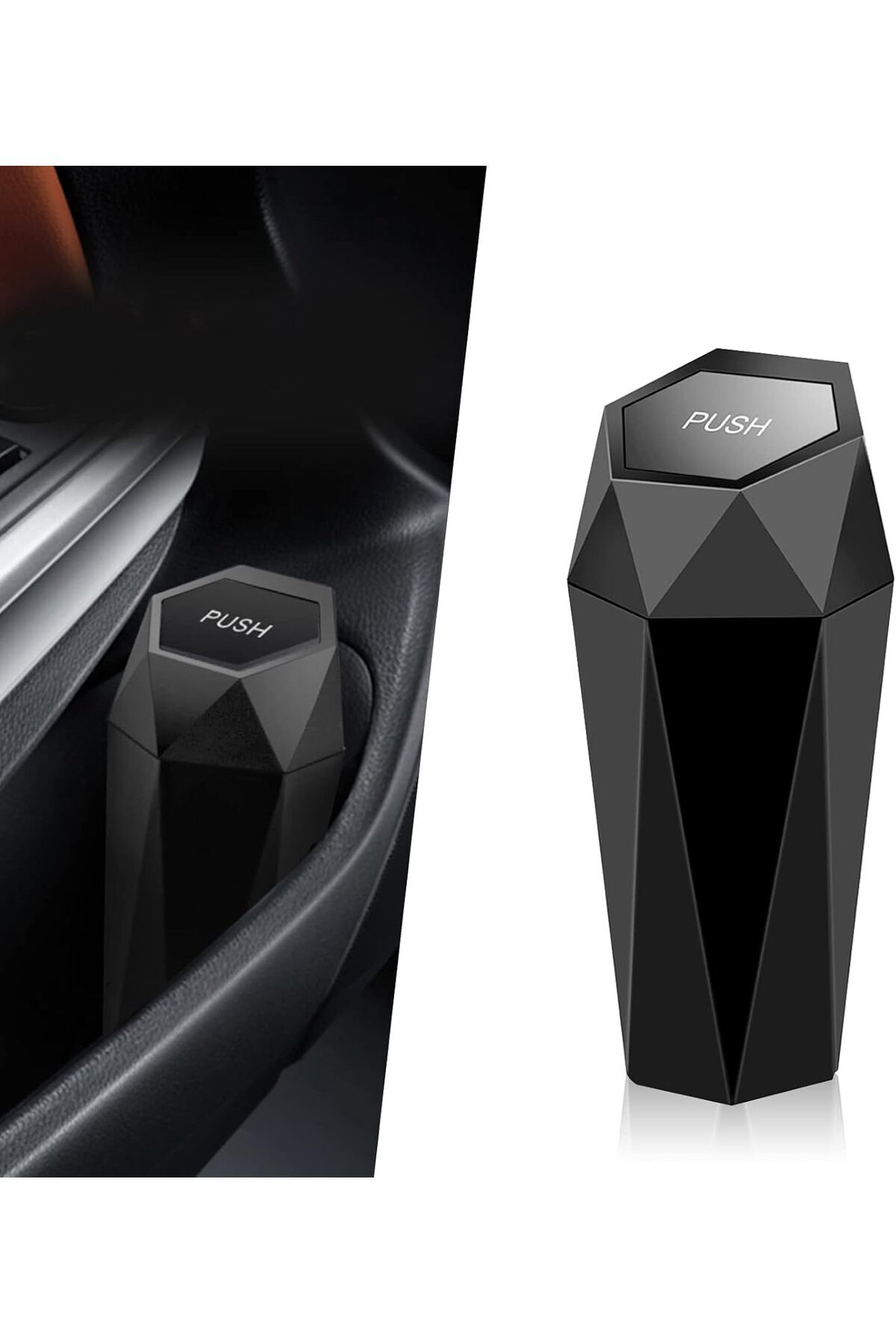 COOYA-Portable Car Auto Trash Can, With Push-Lid Design, Waterproof, Durable, Bin, for Vehicle Tidy 7
