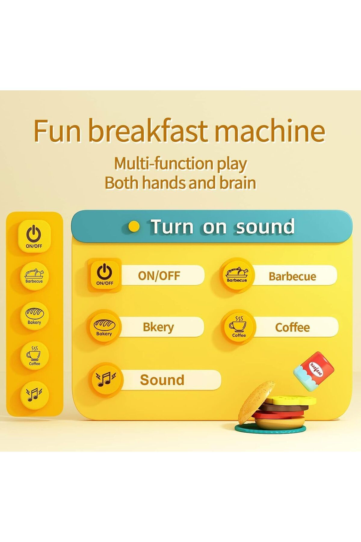 COOYA-Pretend Play Kitchen Toy with Music and Light, Color Changing Play Foods with Oven 5