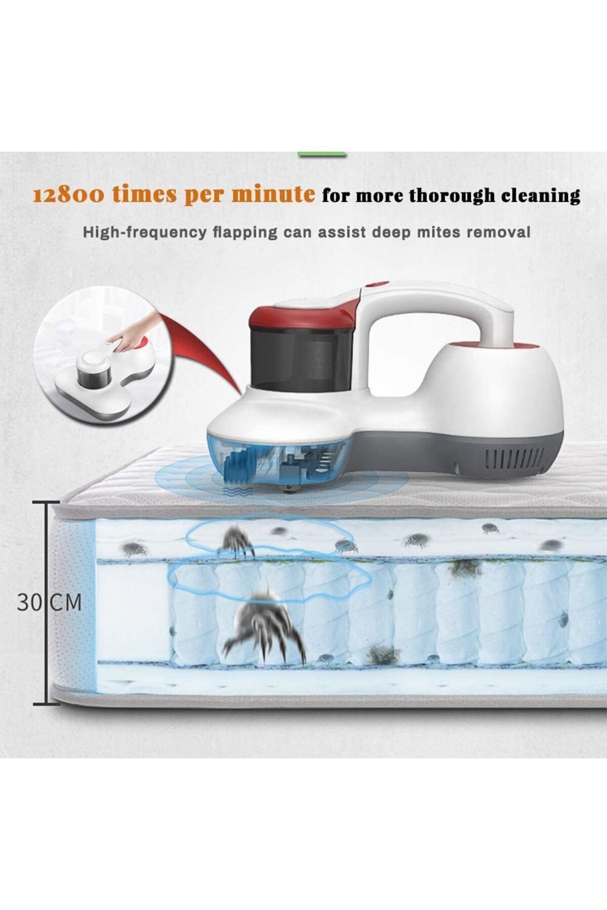 COOYA-Bed Handheld Vacuum Cleaner, Powerful Suction for Bed Sheets Pillows Upholstery, White 5