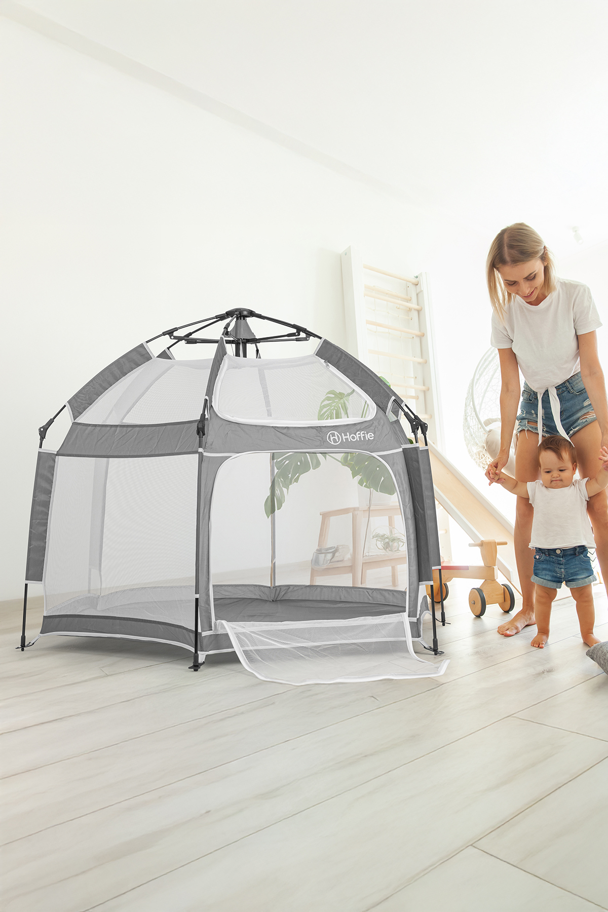 Hoffie Foldy Plus Tam Otomatik Katlanabilir Bebek Ve Çocuk Oyun Parkı-alüminyum-kolay Kurulum,mat Ve Toplar fotoğrafı 6 (önizleme)