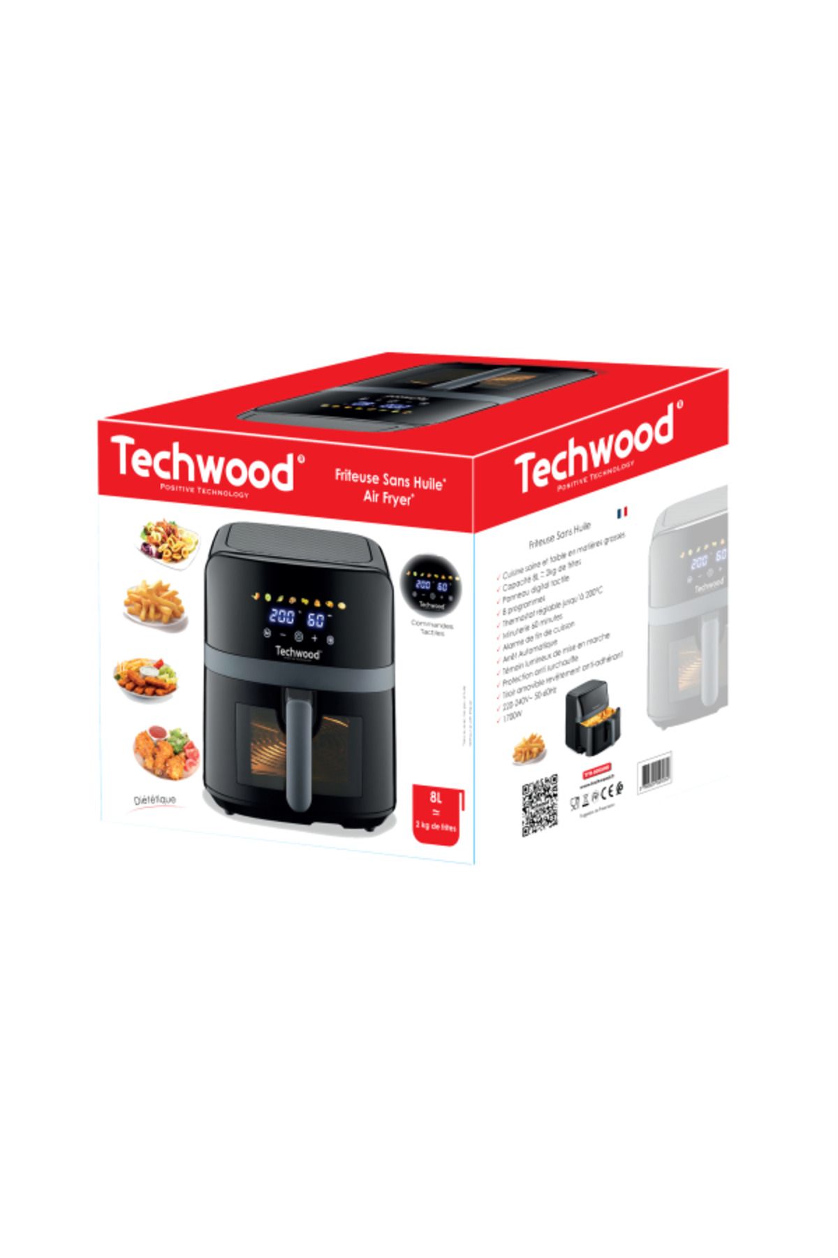 Techwood-Horkovzdušná fritéza TFR-806SHD, 8 l, 1700 W, 8 programů, až 200 °C 6