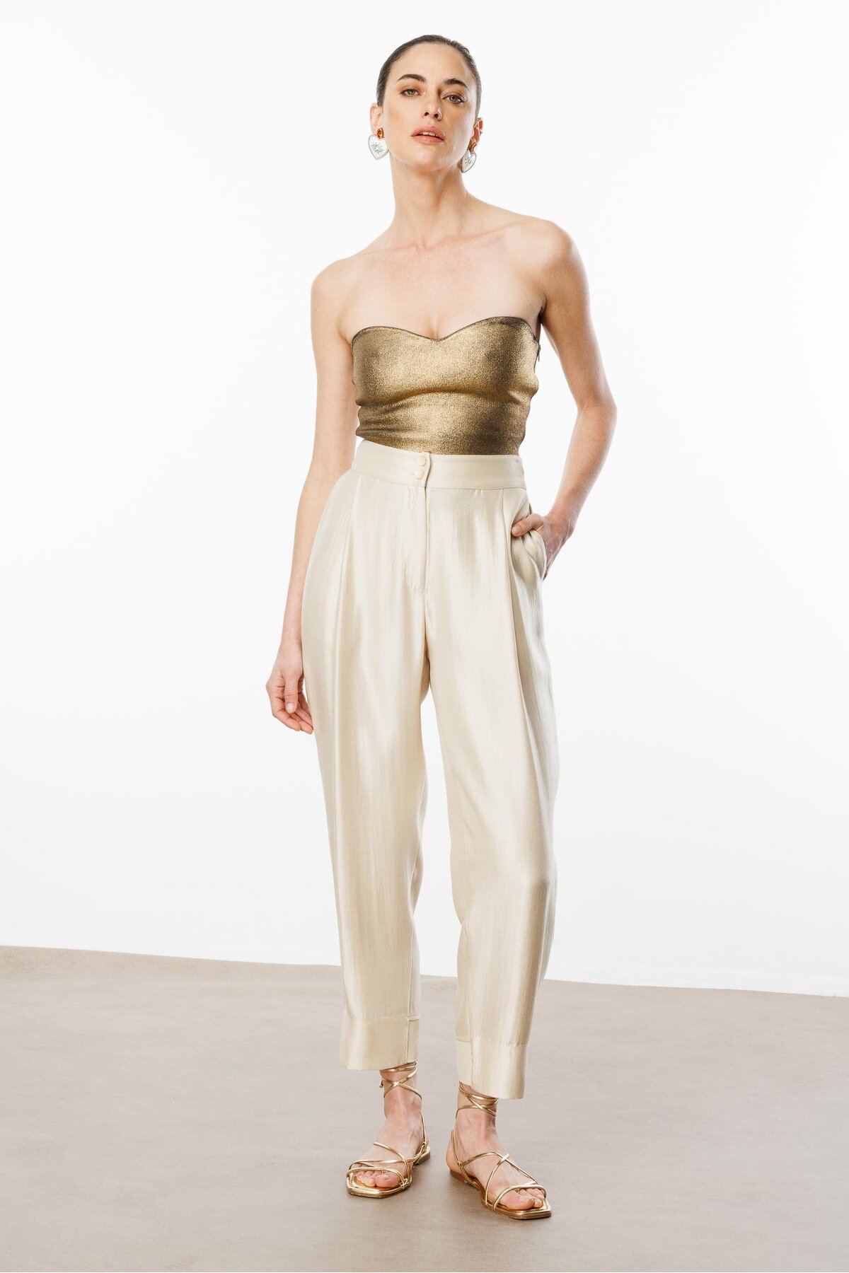 Moda İlgi  Modailgi Arka Kemeri Lastikli Pile Detaylı Pantolon - 15075 Bej - Görsel 2