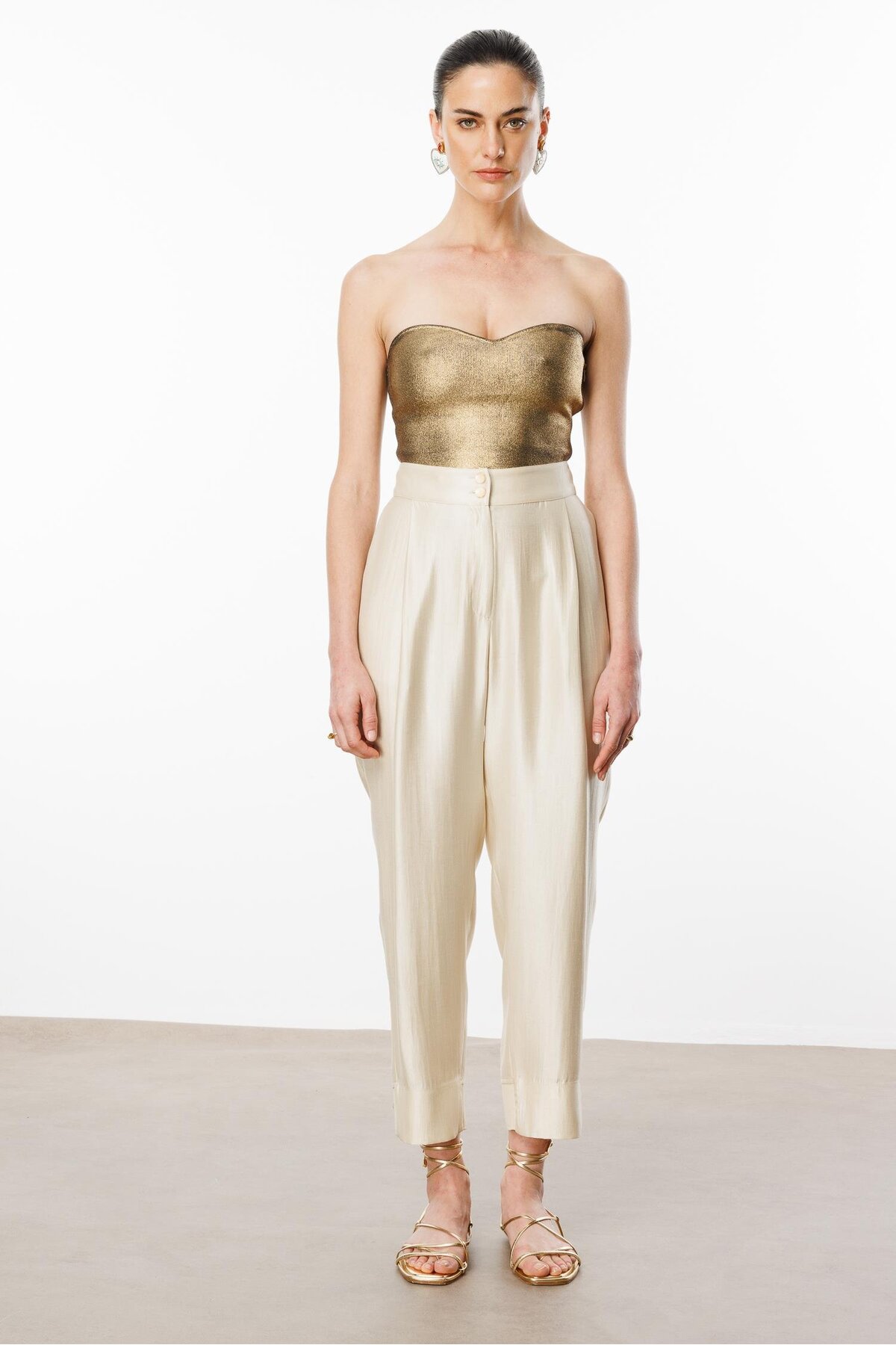 Moda İlgi  Modailgi Arka Kemeri Lastikli Pile Detaylı Pantolon - 15075 Bej - Görsel 3