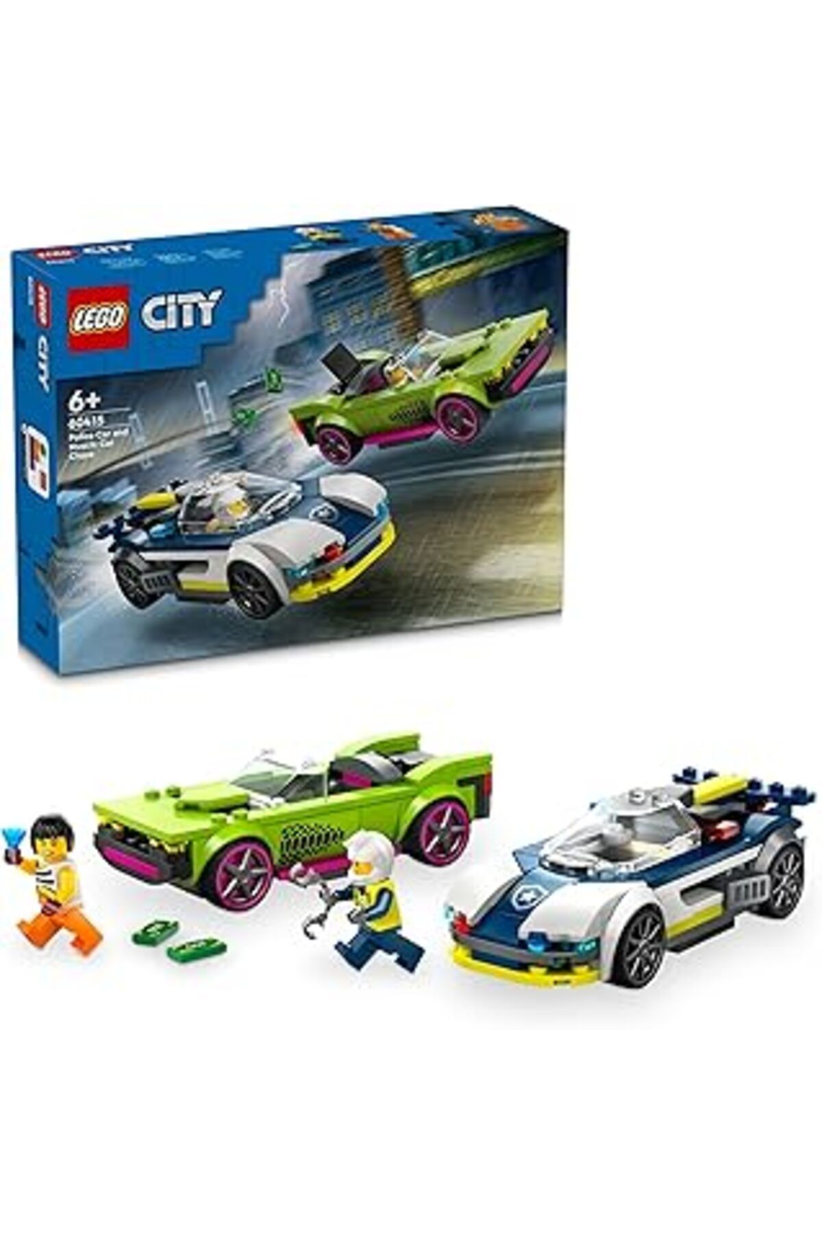 Mu Art Ahşap Lego City Polis Arabası Ve Spor Araba Takibi 60415-6 Yaş Ve Üzeri Çocuklar Için Polis Minifigürü İç