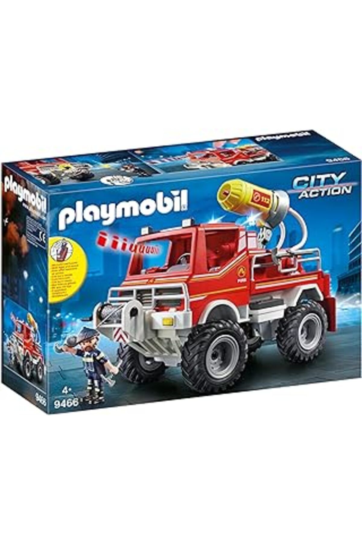 Mu Art Ahşap Playmobil 9466 City Action İtfaiye Aracı Ve Halatlı Vinç Ile Köpük Silahı, Eğlenceli Yaratıcı Rol Y