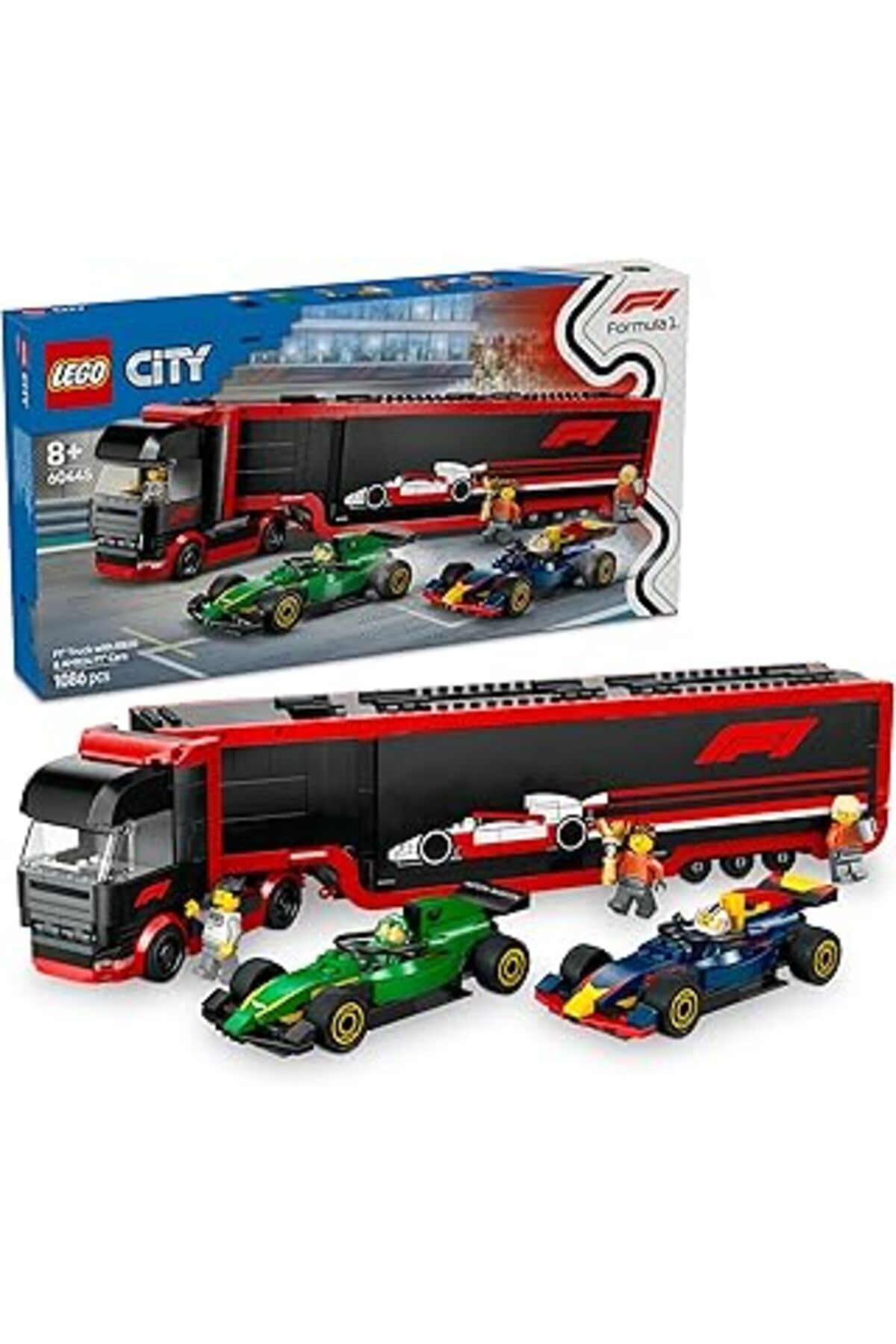 NETWORK ART Lego City Rb20 Ve Amr24 F1 Arabalı F1 Kamyonu 60445-8 Yaş Ve Üzeri Çocuklar Için Yarış Arabalı Yara