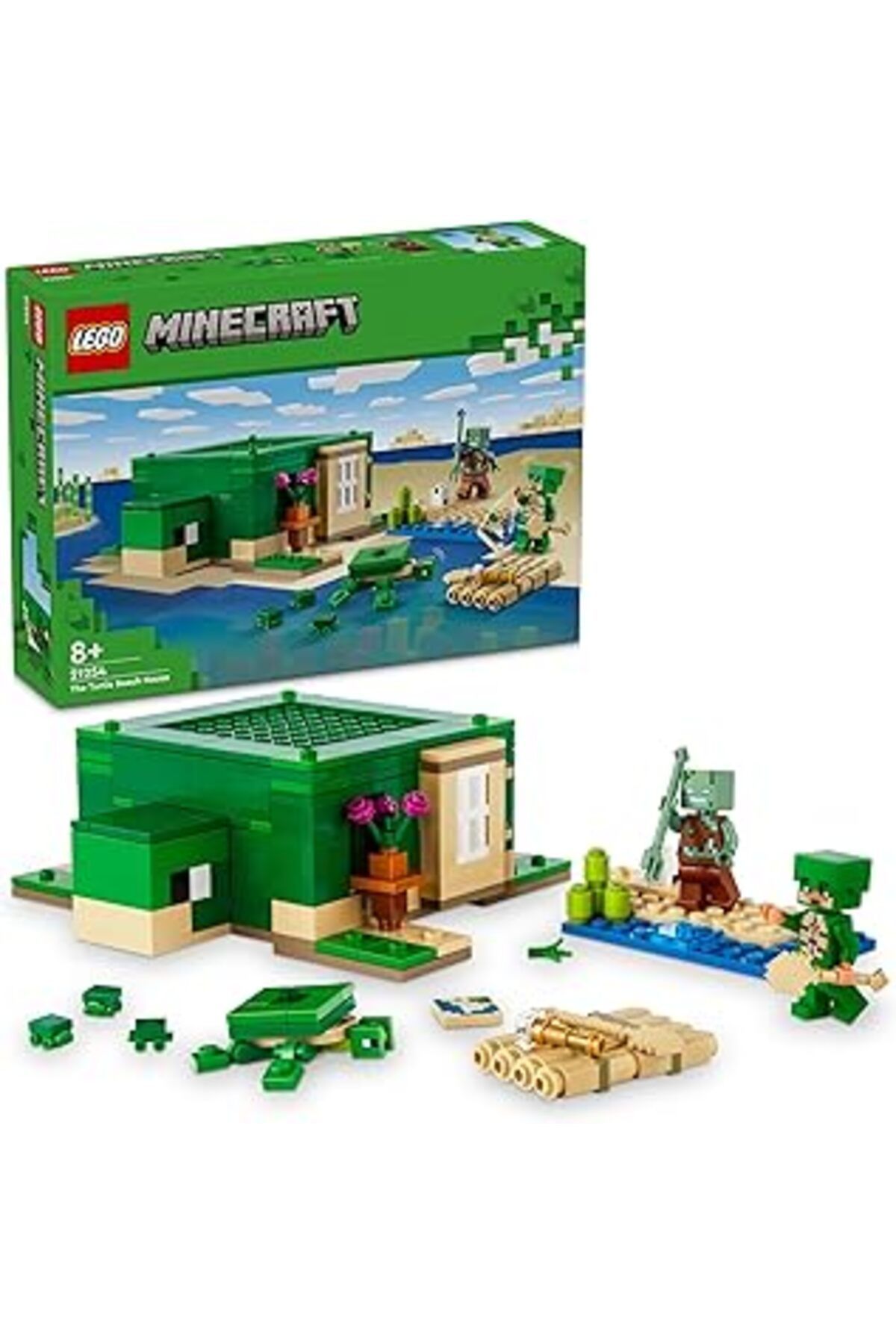 Mu Art Ahşap Lego Minecraft Kaplumbağa Plaj Evi 21254-7 Yaş Ve Üzeri Macera Oyunları Seven Çocuklar İçin 3 Adet