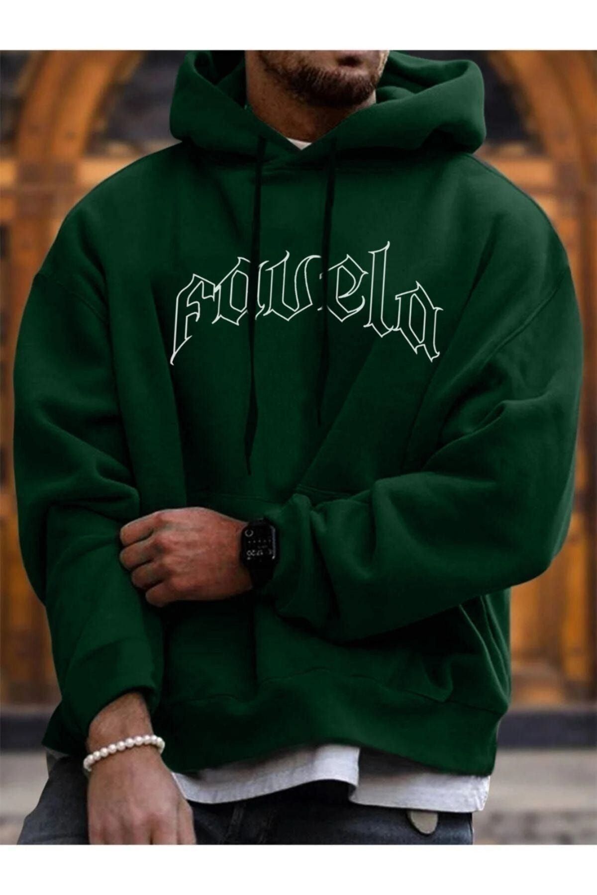 CLAYES-Favela Sweatshirt - Green Printed Oversize Hoodie 1