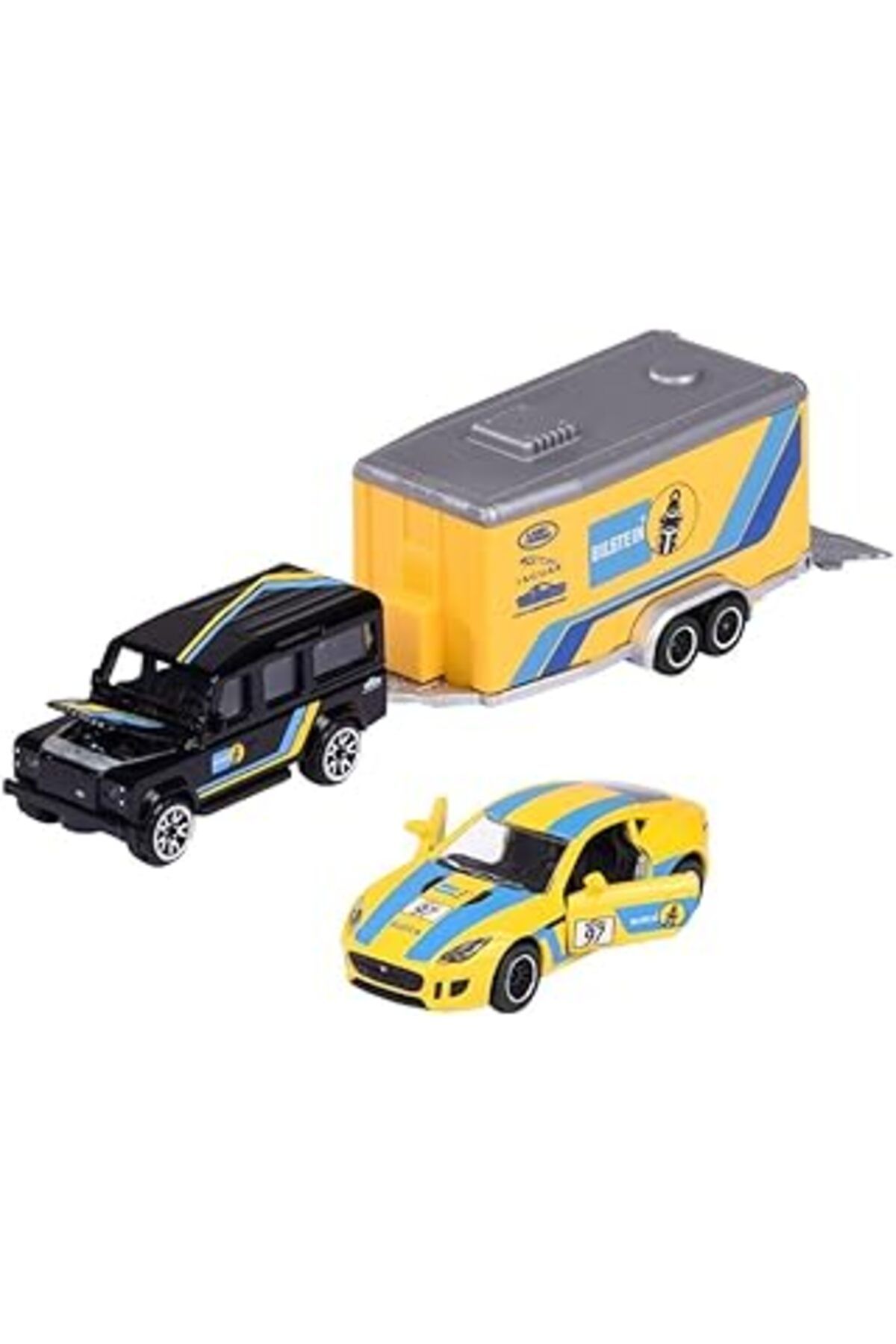 Mu Art Ahşap Majorette Race Trailer Land Rover Defender110 & Jaguar F-Type