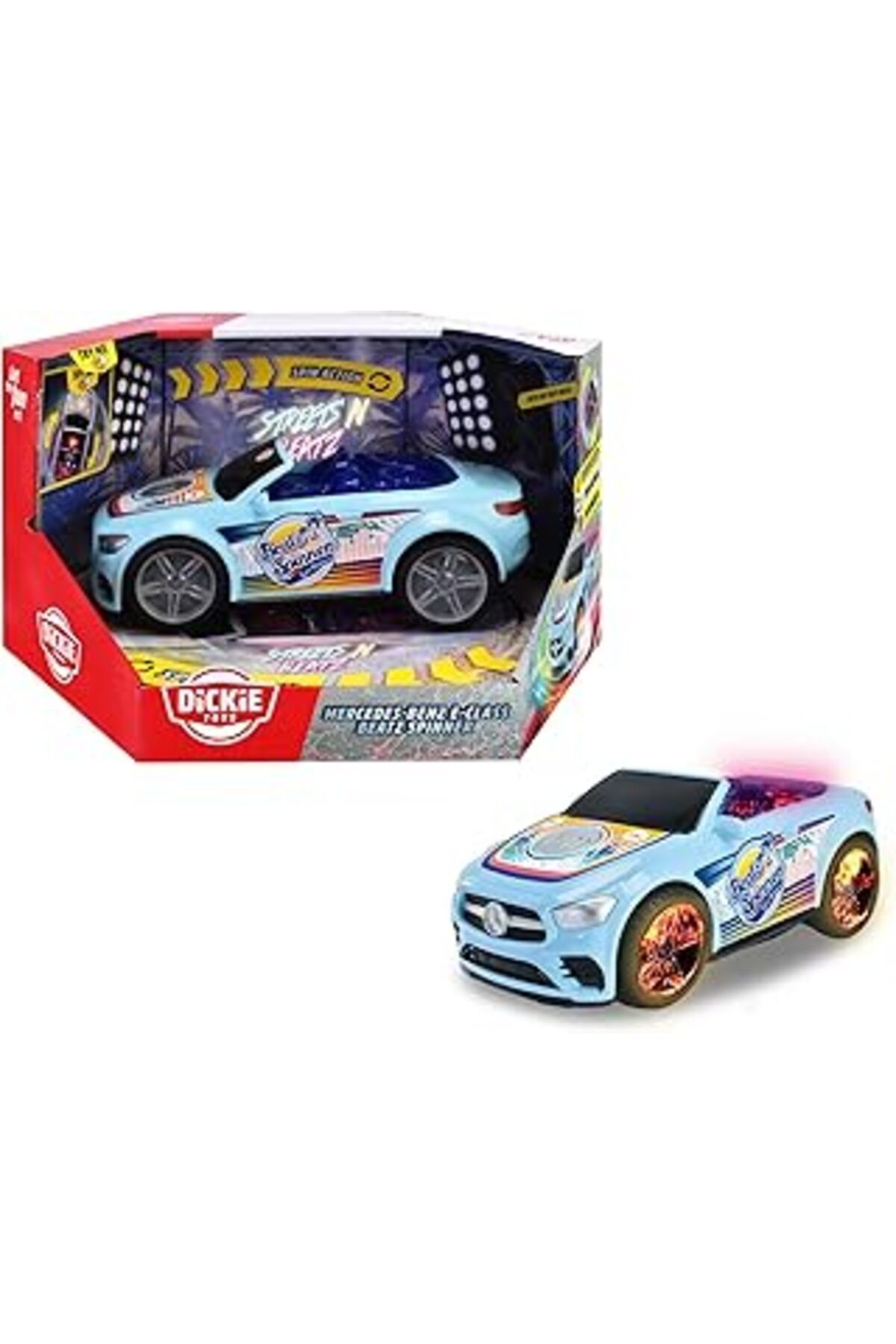 NETWORK ART Dickie Toys 203765008, Mercedes-Benz E-Class Beat Spinner, Motorize Teker, Işıklı Ve Sesli, Pilli,