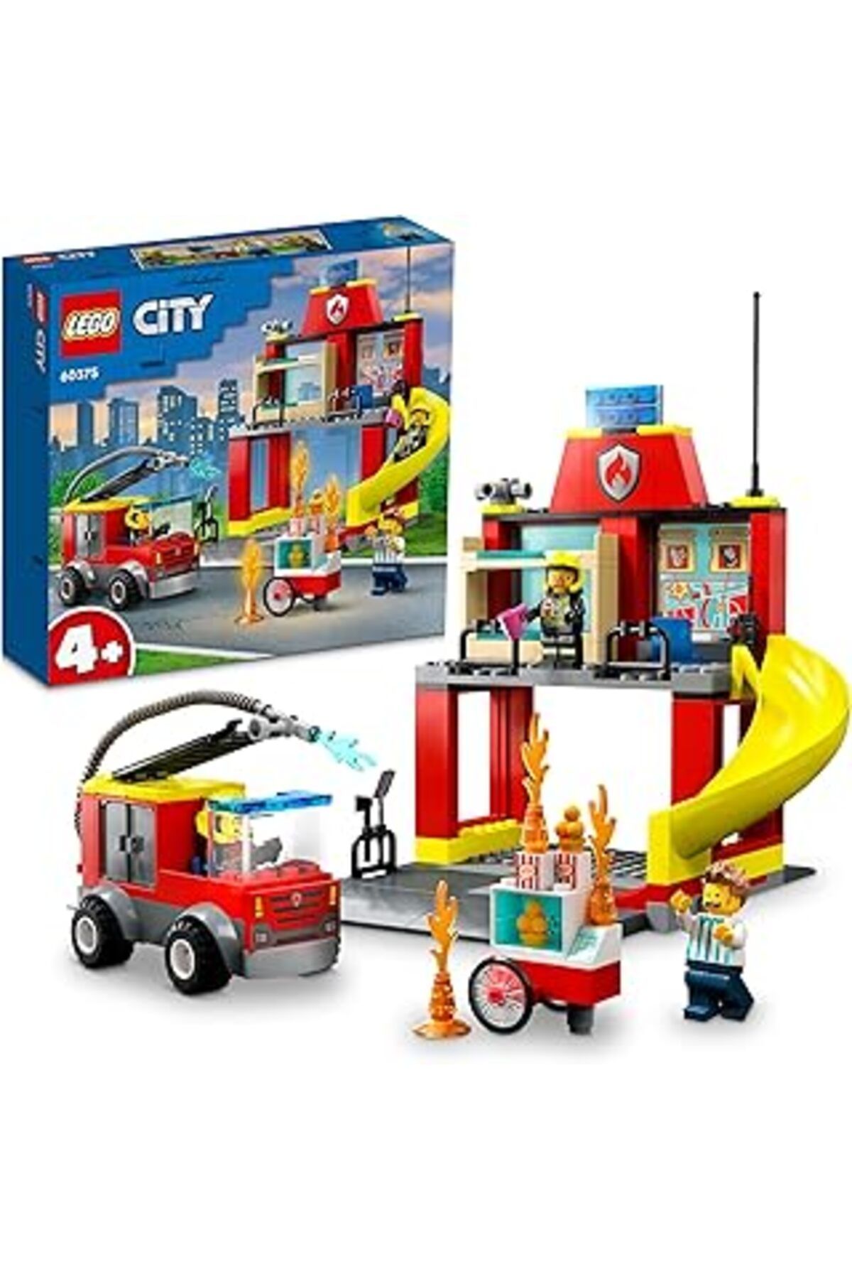 NETWORK ART Lego® City İtfaiye Merkezi Ve İtfaiye Kamyonu 60375-4 Yaş Ve Üzeri İçin 3 Minifigür İçeren Eğlencel
