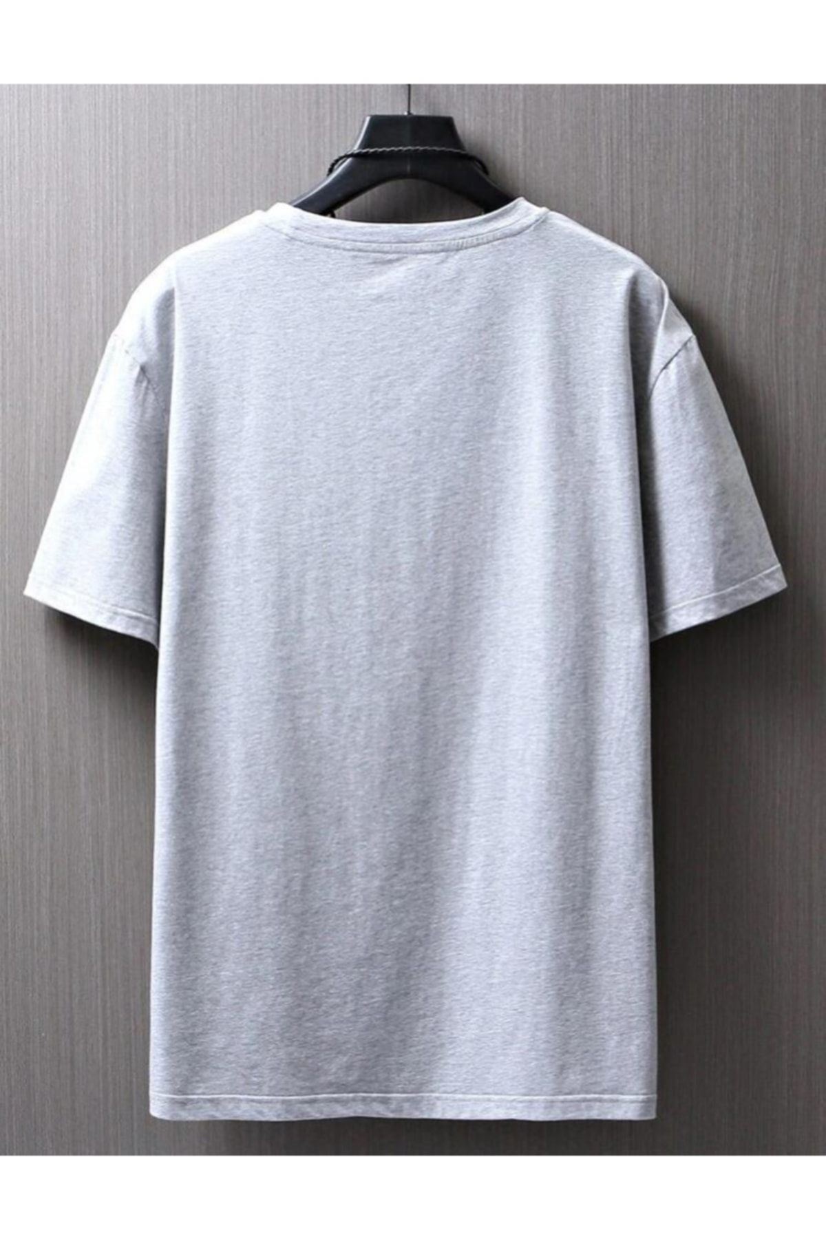 VBSVİBES-Ανδρικό μπλουζάκι σε γκρι Oversize Small printed 2