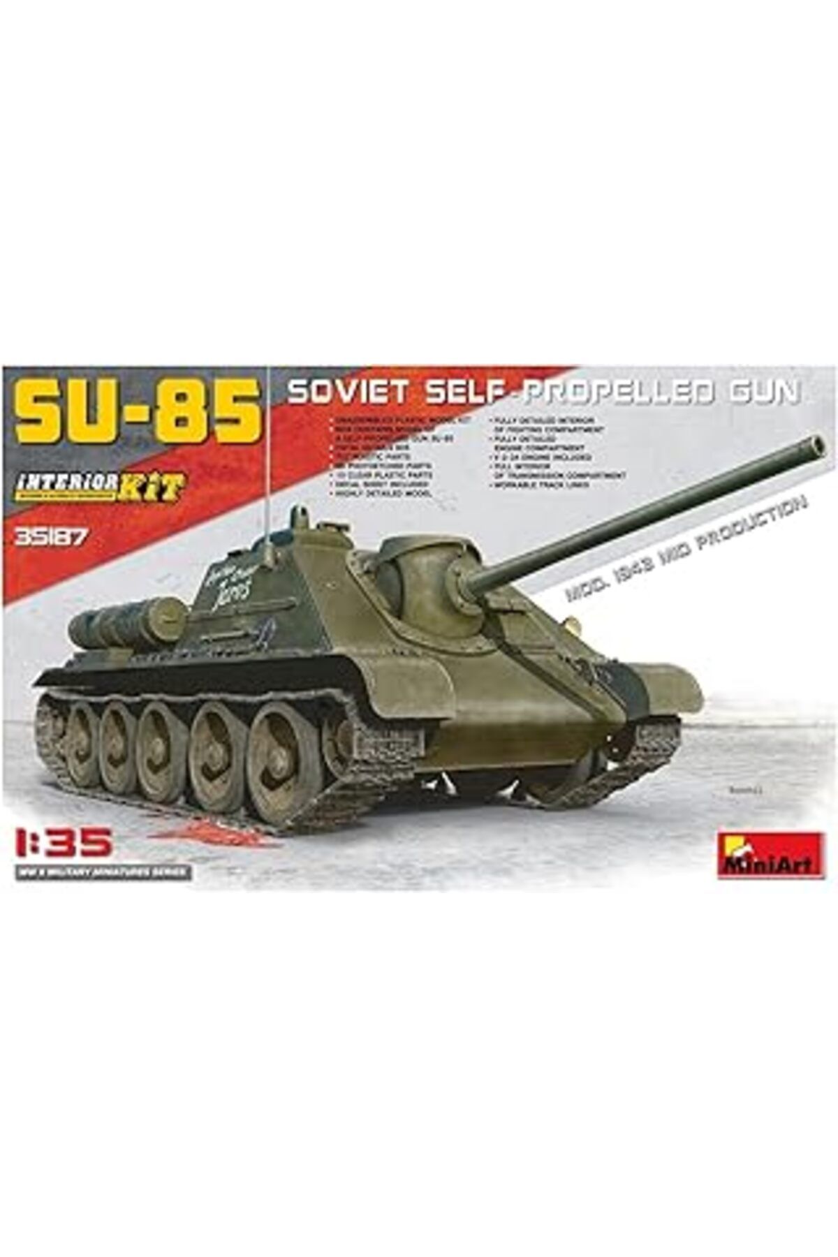 Mu Art Ahşap Miniart 35187 – Modellbausatz Su-85 Mod. 1943, Mid Production