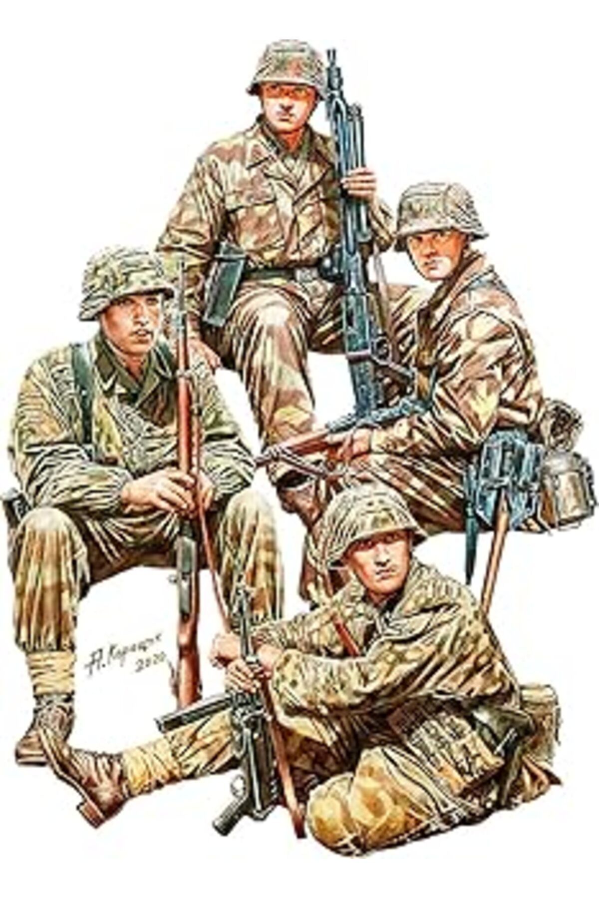 Mu Art Ahşap Miniart 53022 1:35 Alman Tank Sürücüleri Set 1. Reçine Başlı