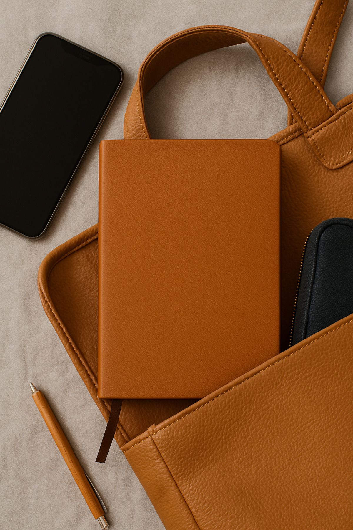 Fark Tanıtım-Unlined Notebook, Tan Thermo Leather Cover Unlined Notebook, 128 Sheets, A5 Notebook 4