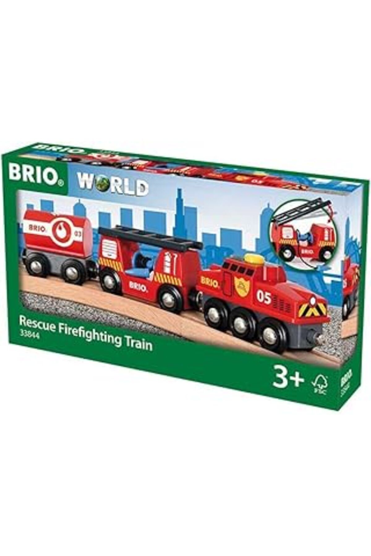 Mu Art Ahşap Brio İtfaiye Treni - 33844