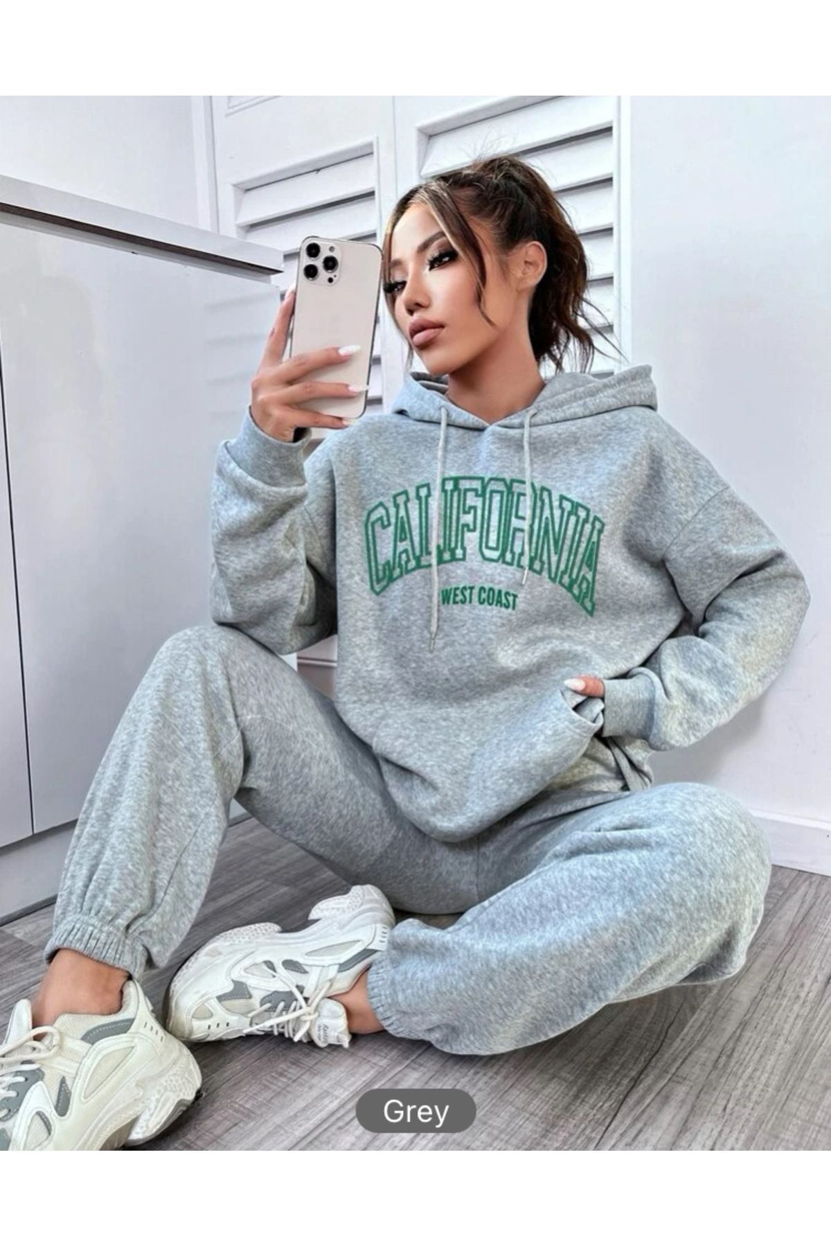 VBSVİBES-Hooded Tracksuit Set Gray California 5
