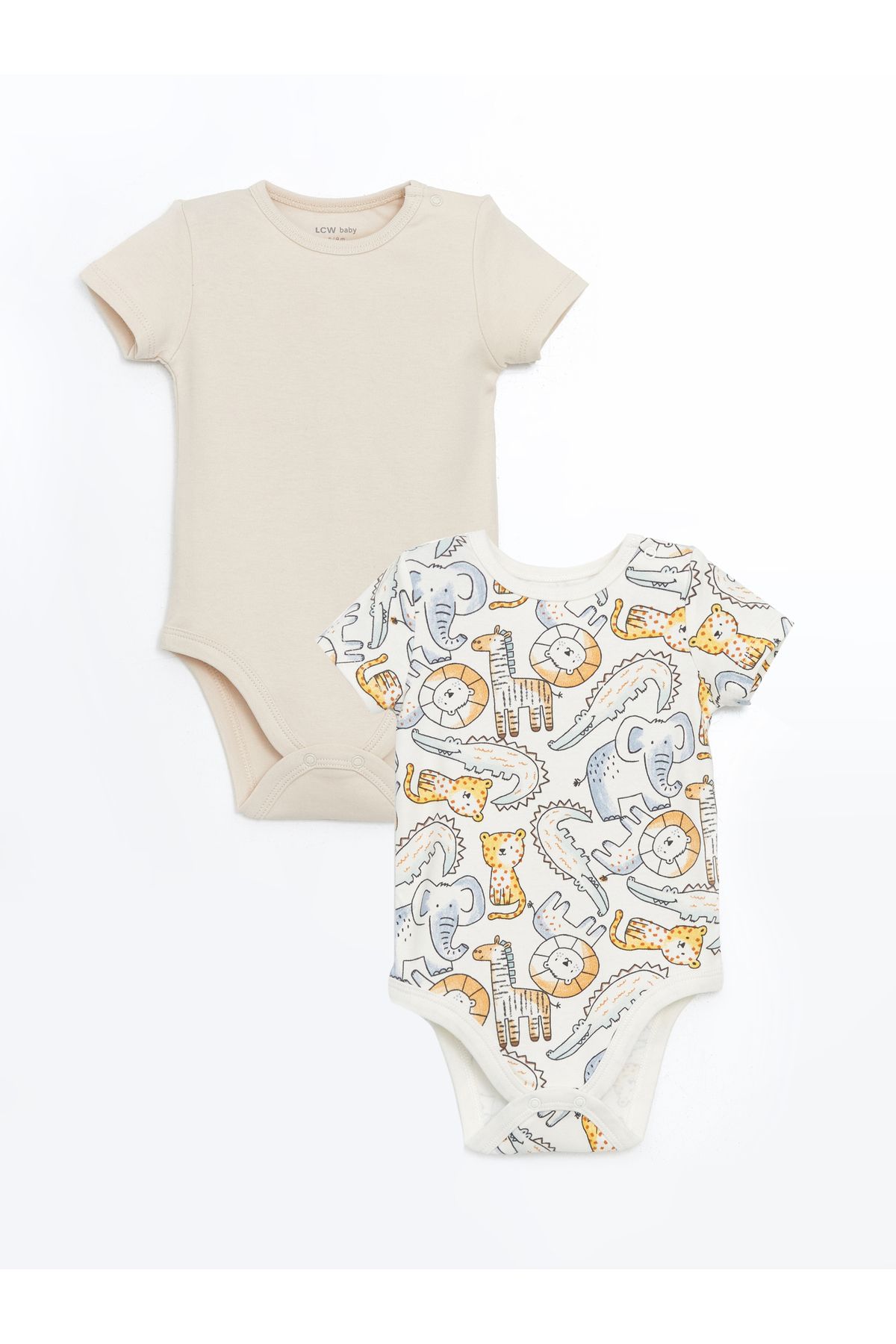 LC Waikiki Body Niemowlęce Z Okrągłym Dekoltem I Napami, 2 Sztuki Mężczyzna - 9–12 months