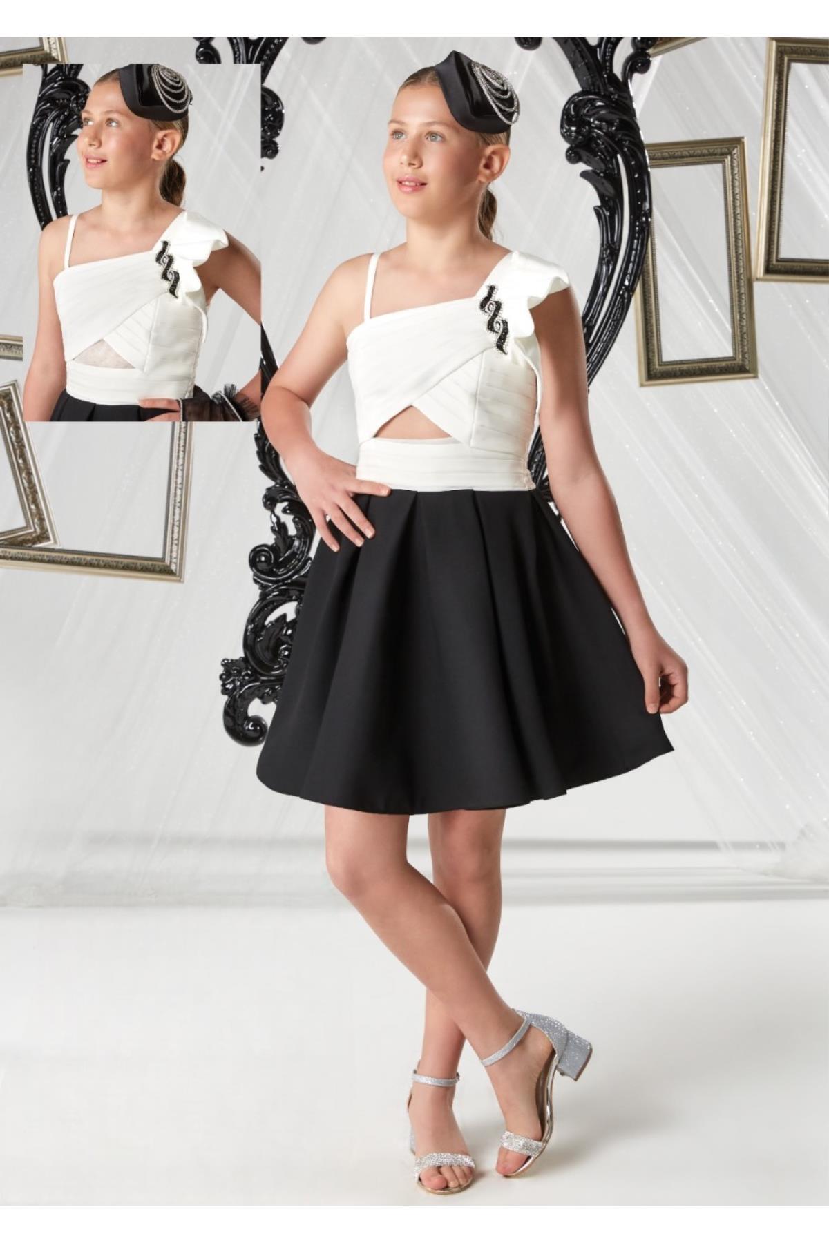Menaviş One Shoulder Girls Evening Dress_mnvs0745